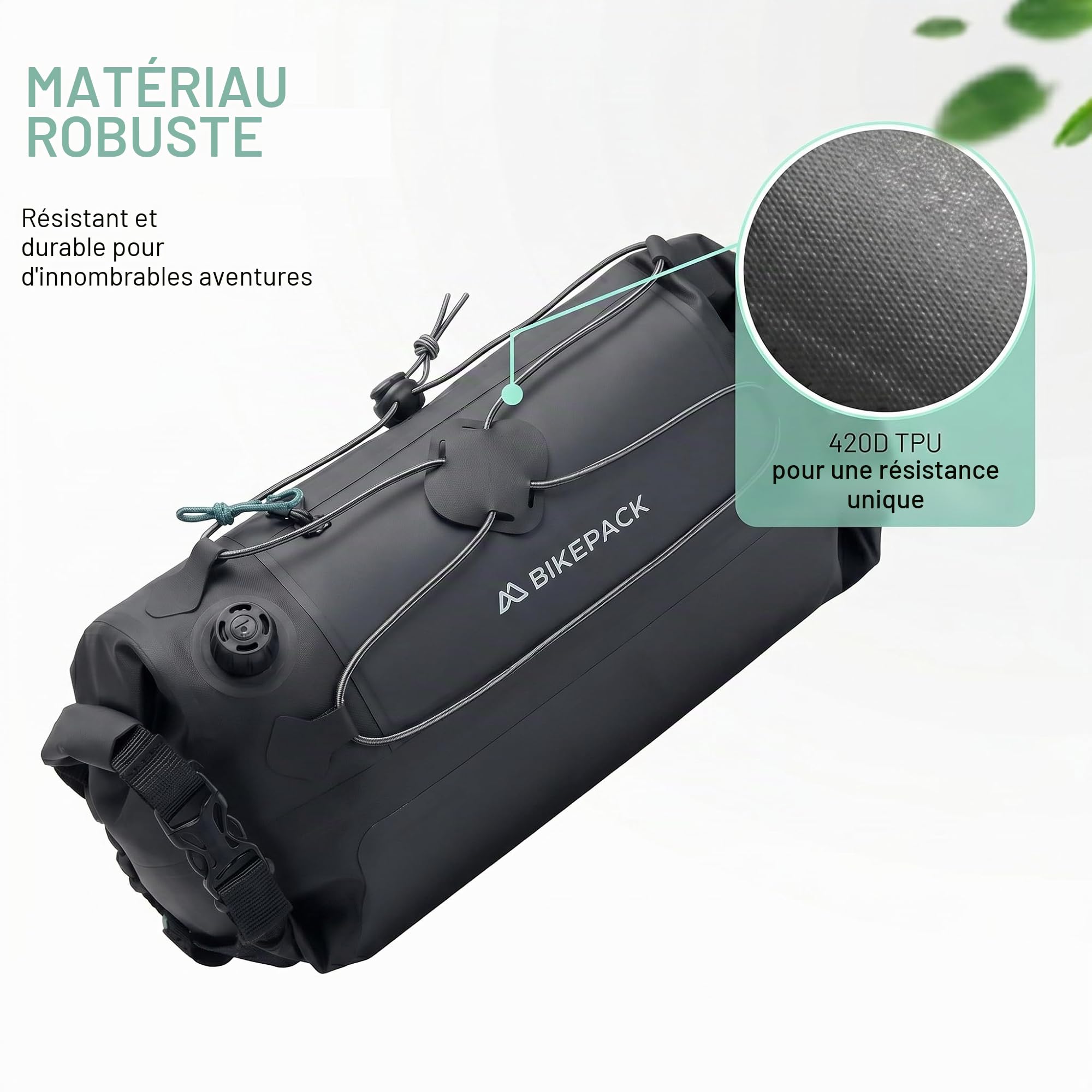 BIKEPACK Sacoche de Guidon Vélo 9,5L Étanche - Bikepacking Gravel VTT | Rouleau imperméable avec séparation intérieure et poche téléphone, montage sans outil, accessoire route et cyclotourisme
