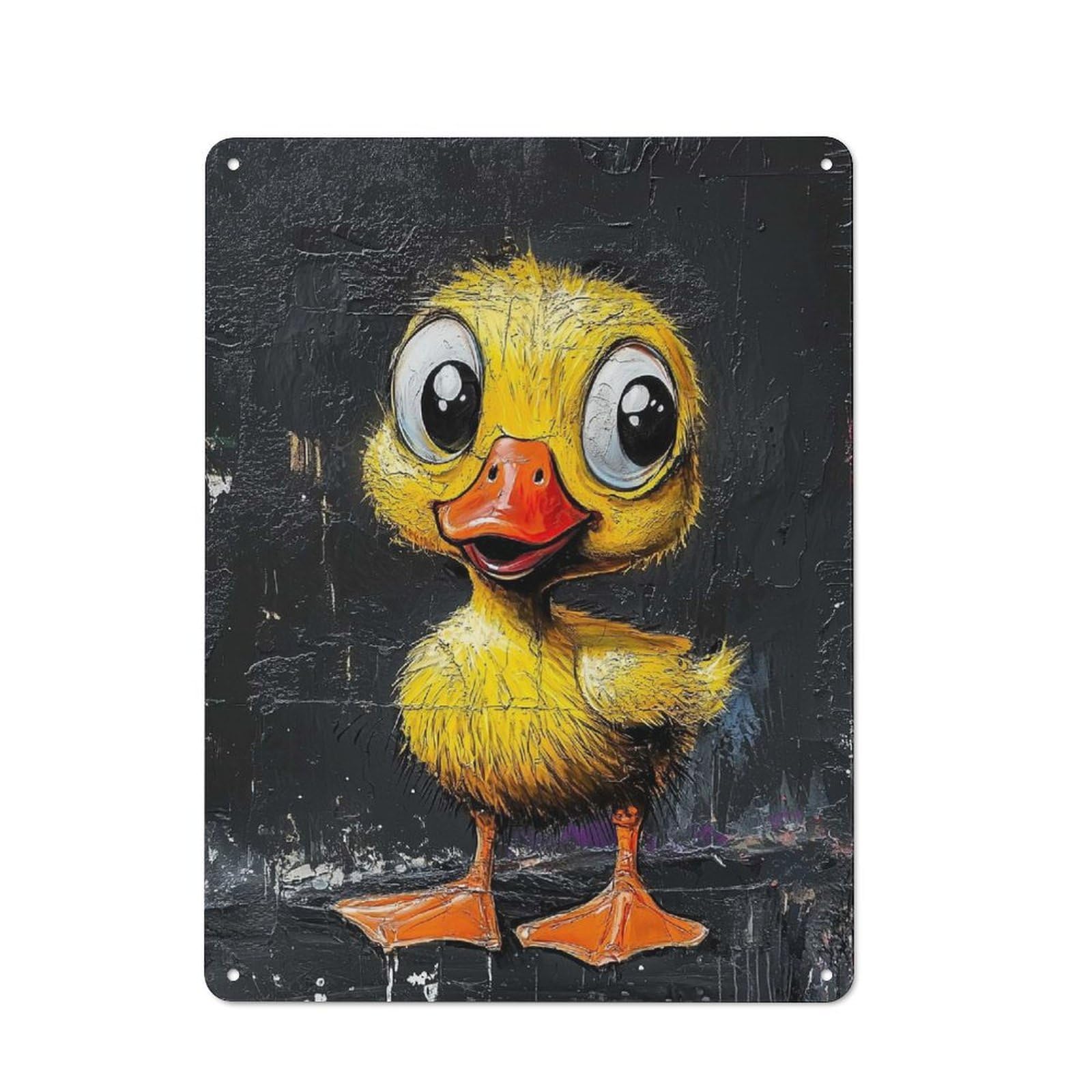 Junmoney Style-21 Tin Wall Plaque 40X30cm With Cute Cartoon Duckling For Garage Wall, For People Furnishing A Garage, For Retro Home Interiors