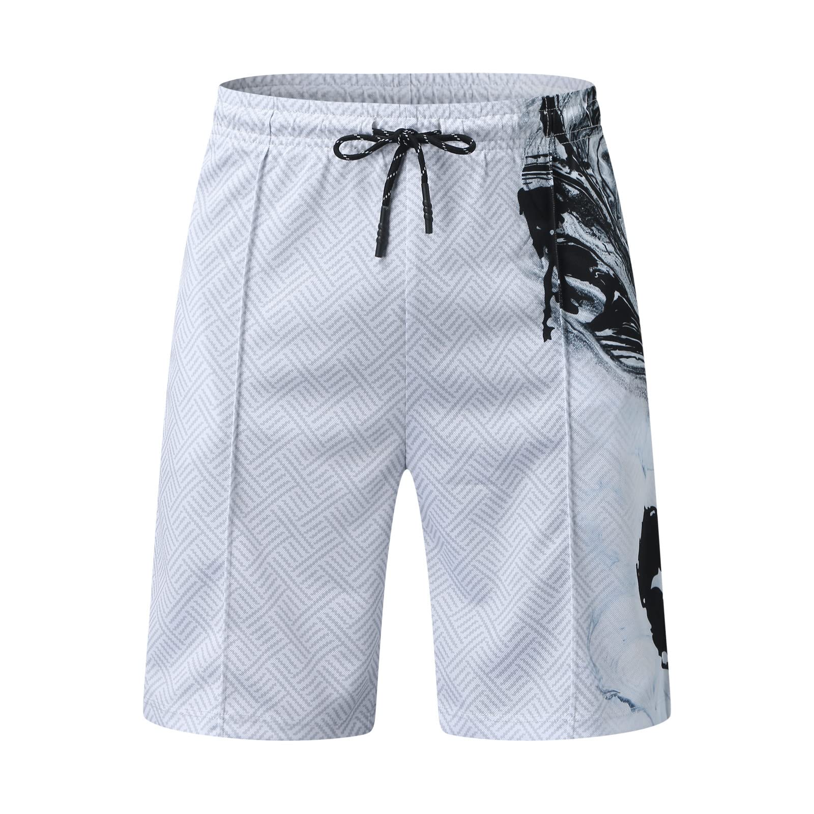 Sportanzug Herren Sommer Drucken Trainingsanzug Atmungsaktives Golf Shirts Set Freizeitanzug Poloshirts und Sportsshorts Lose Wanderanzug mit Reißverschlus Streetwear für Outdoor