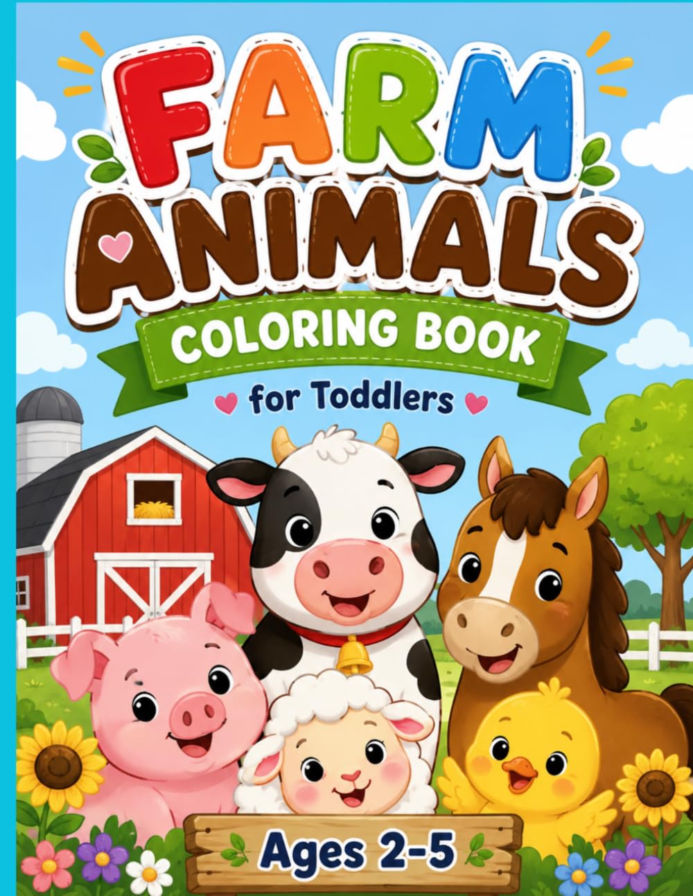 Farm Animals Coloring Book for Toddlers Ages 2-5: Fun & Educational Activity Book for Toddlers and Preschoolers — Coloring, Tracing, Dot-to-Dot, Match the Sounds, and Learn Animal Babies
