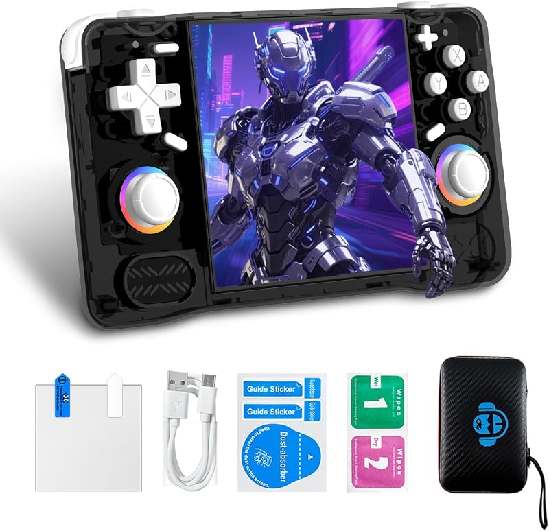 Consola de juegos portátil retro XF40H, pantalla IPS 4K HD de 4,0 pulgadas, sistema de código abierto Linux de 64 bits, más de 18000 juegos clásicos, soporte multijugador WiFi, videojuegos de bolsillo portátiles para adultos (negro)