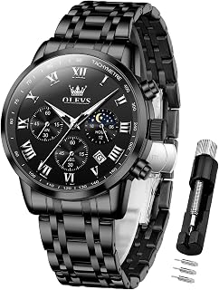 OLEVS Watch for Men Original Analog Quartz Chronograph Luxury Dress Stainless Steel Chain Waterproof Luminous Men's Wrist Watch Date