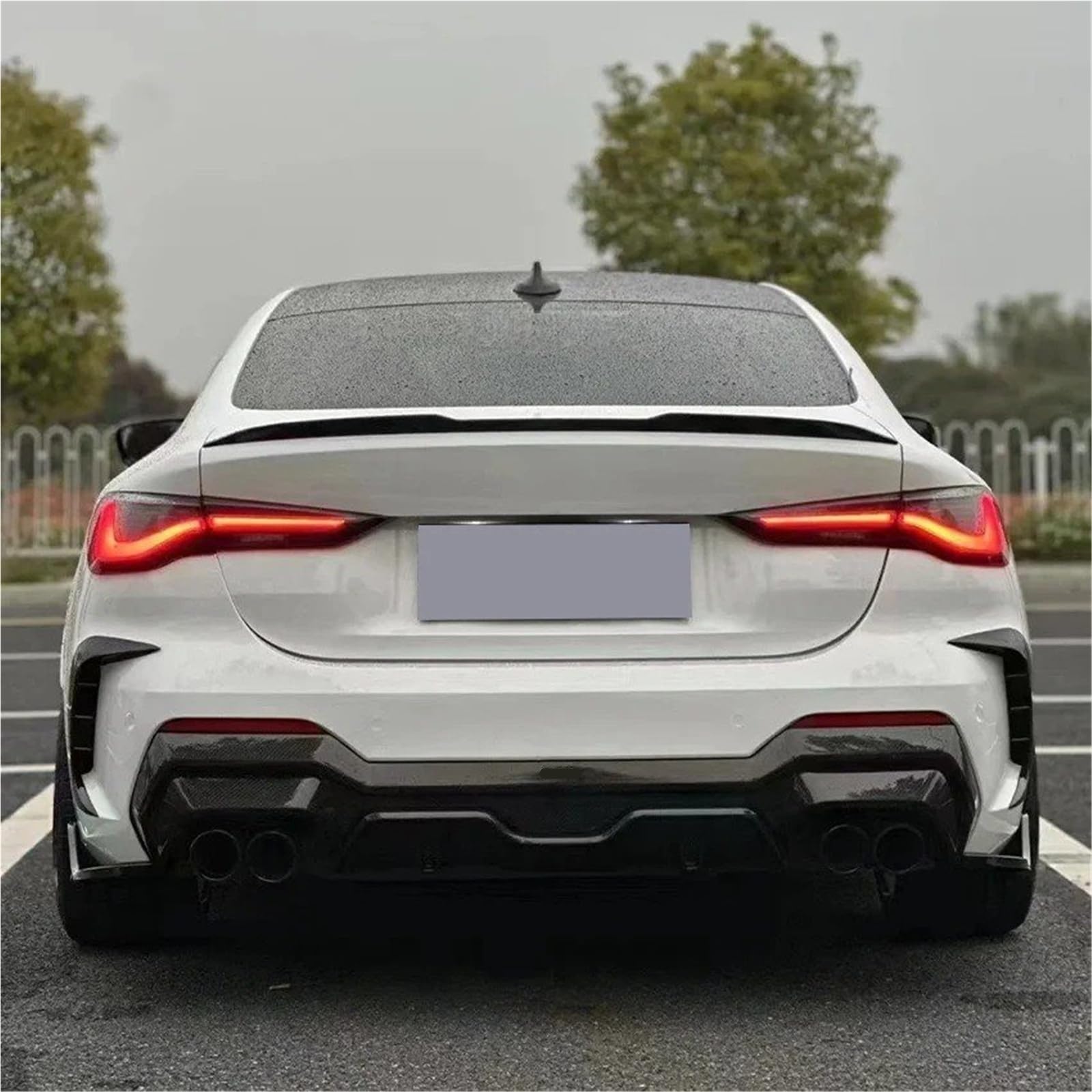 Dla B&MW Seria 4 G22 420i 430i 420d 430d M440i M440d 2019-2024 Spoiler Bagażnika Lotka Tylny Skrzydło Na Klapie Akcesoria Modyfikacji Spojler Tylny Trunk Wing(Bright black)