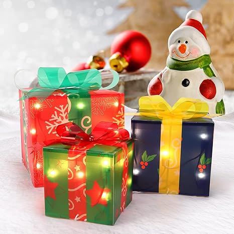 Christmas Lighted Gift Boxes Christmas Decorations,Light Up Present Boxes Ornament Decorations