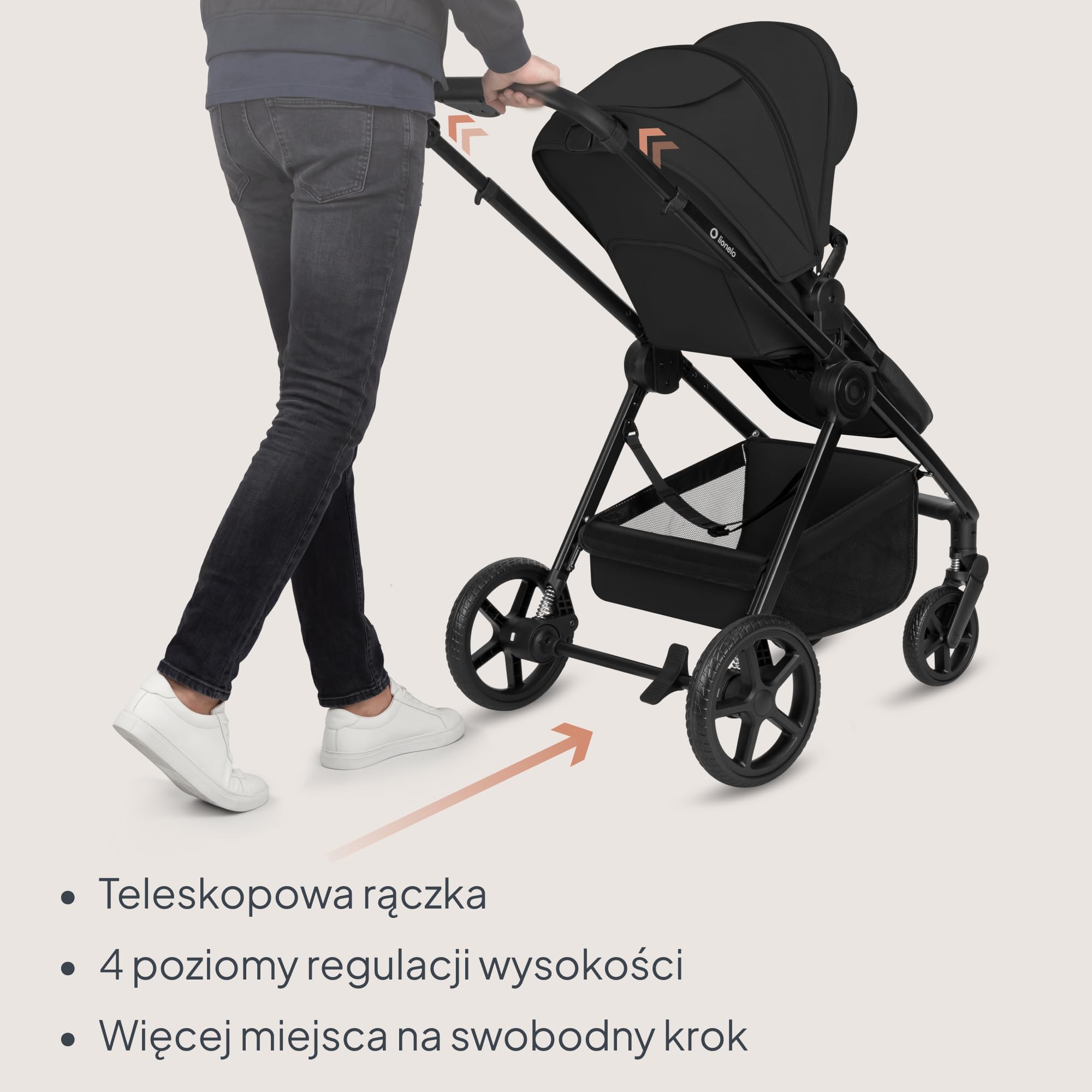 Lionelo Greet Wózek dziecięcy 3 w 1 od urodzenia do 4 lat, do 22 kg | Duża gondola do noszenia, odwracalne siedzisko, lekka konstrukcja, zawieszenie, pozycja leżąca, UPF50+