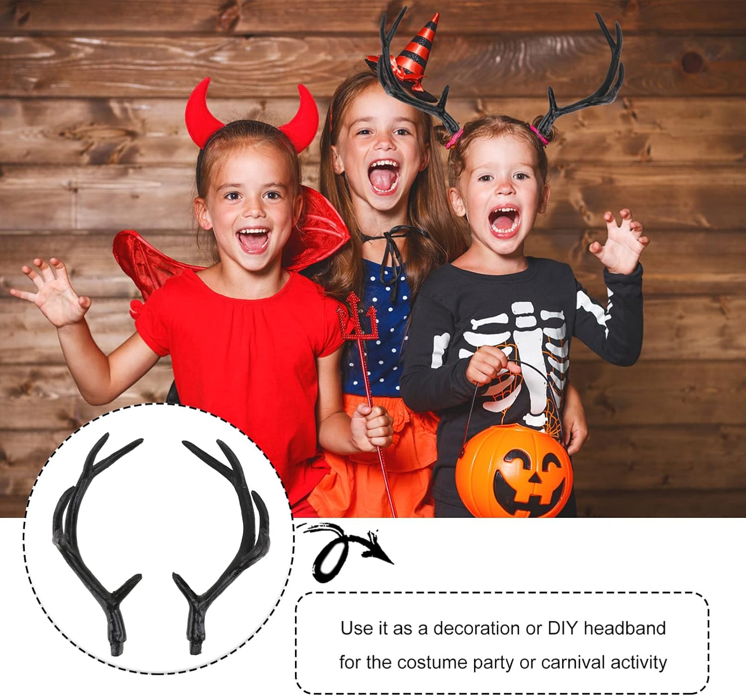 Sewroro 1 Pair Plastic Deer Antlers Artificial Deer Antlers Black Fake Reindeer Headband Costume DIY Halloween Holiday Accessories - Image 9