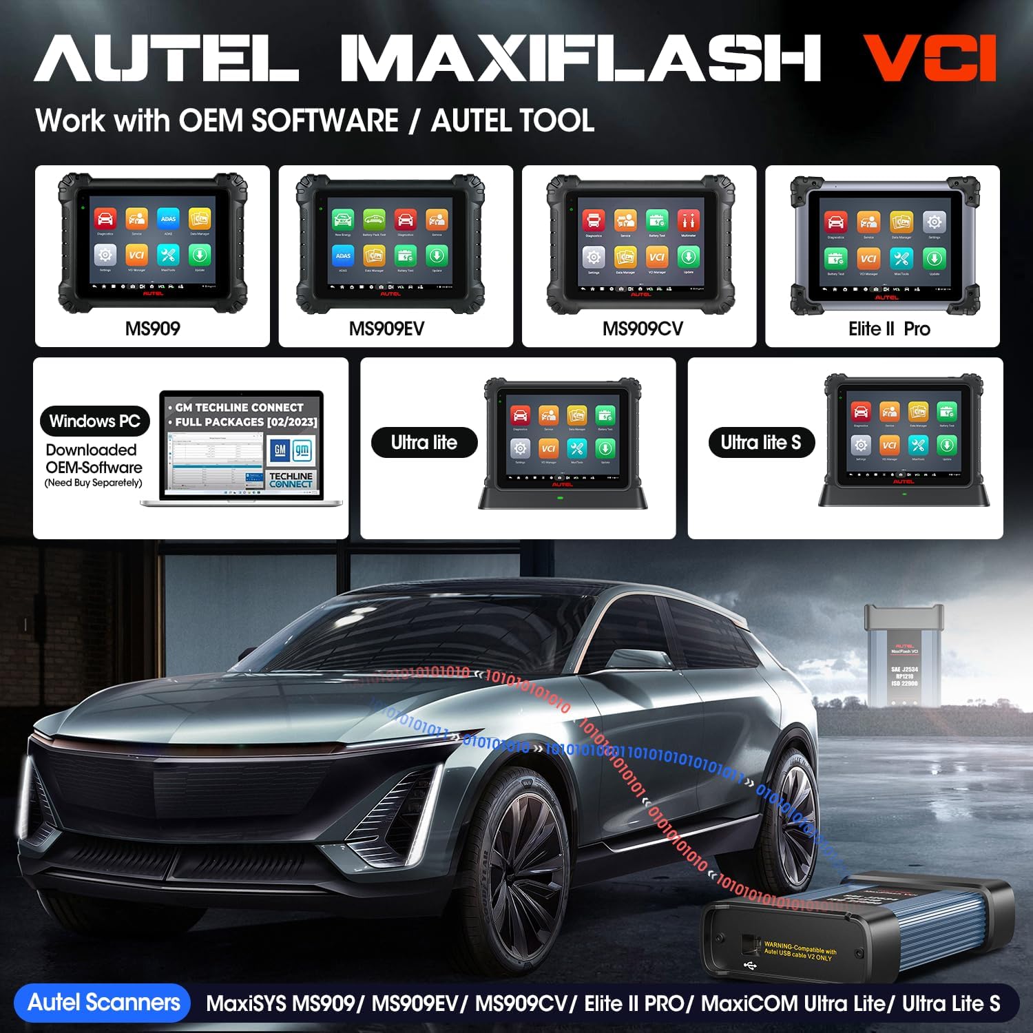 Autel J2534 Pass-Thru Programmer, 2026 MaxiFlash VCI OEM Programming & Diagnostic Tool 2.0V of MaxiFlash Elite, SAE J-2534 CAN FD DoIP D-PDU RP1210, Work with OE Tools & MaxiSYS Elite II PRO MS909