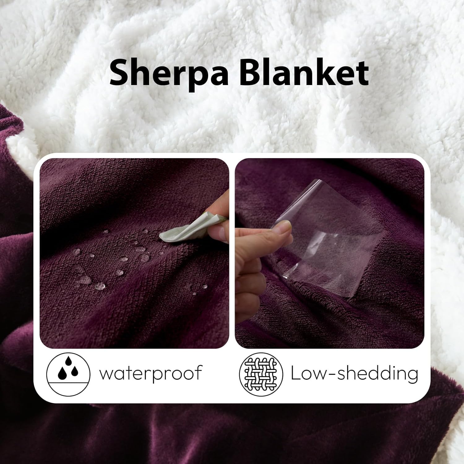 NANPIPER Sherpa Blanket for Couch, Warm and Lightweight Throw, Soft Fuzzy Plush Fleece for Winter, Plum Purple 50x60 Inches - Image 4