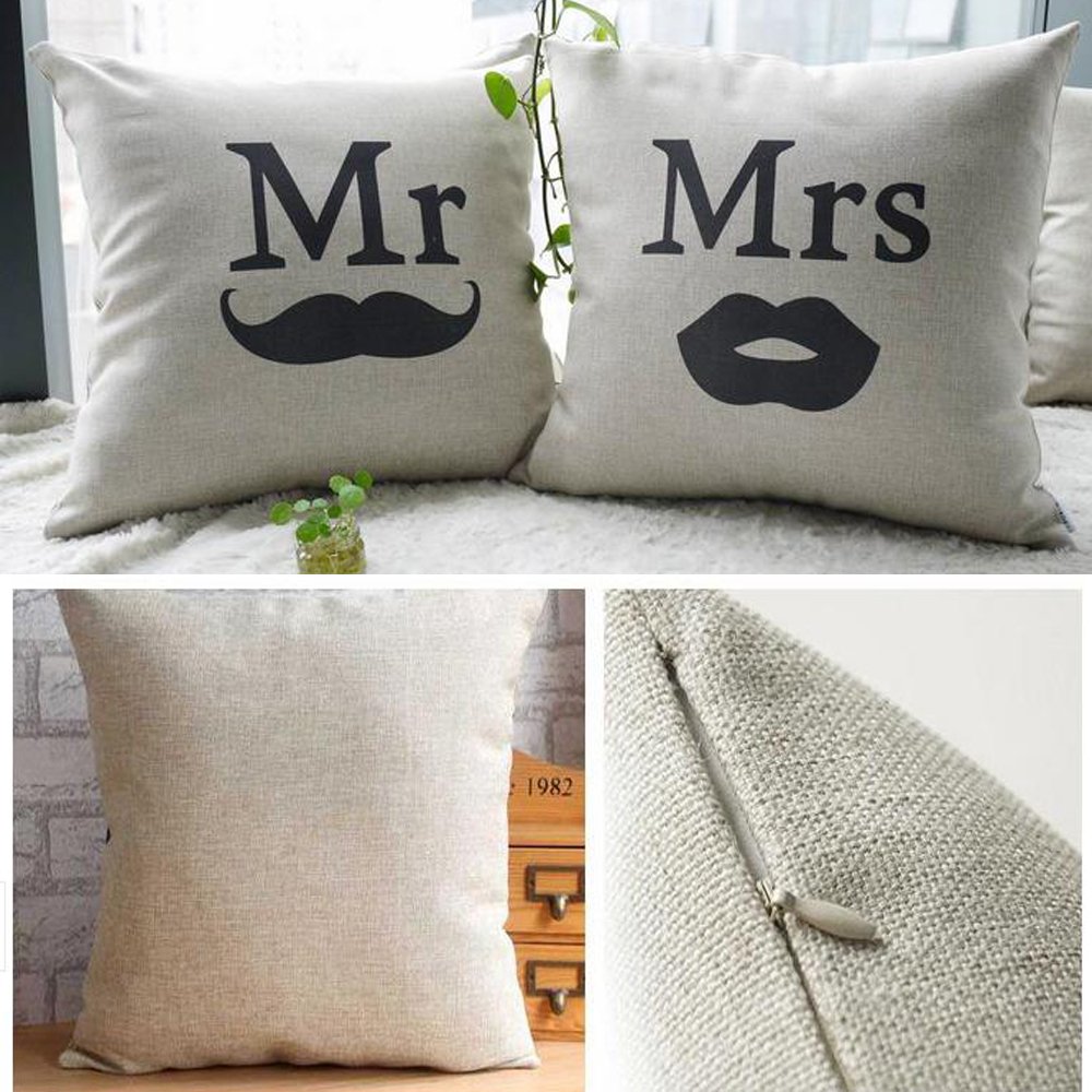 Amazon.co.jp: 選べる 柄 ペア クッション カバー 綿 麻 製 45 × 45 cm