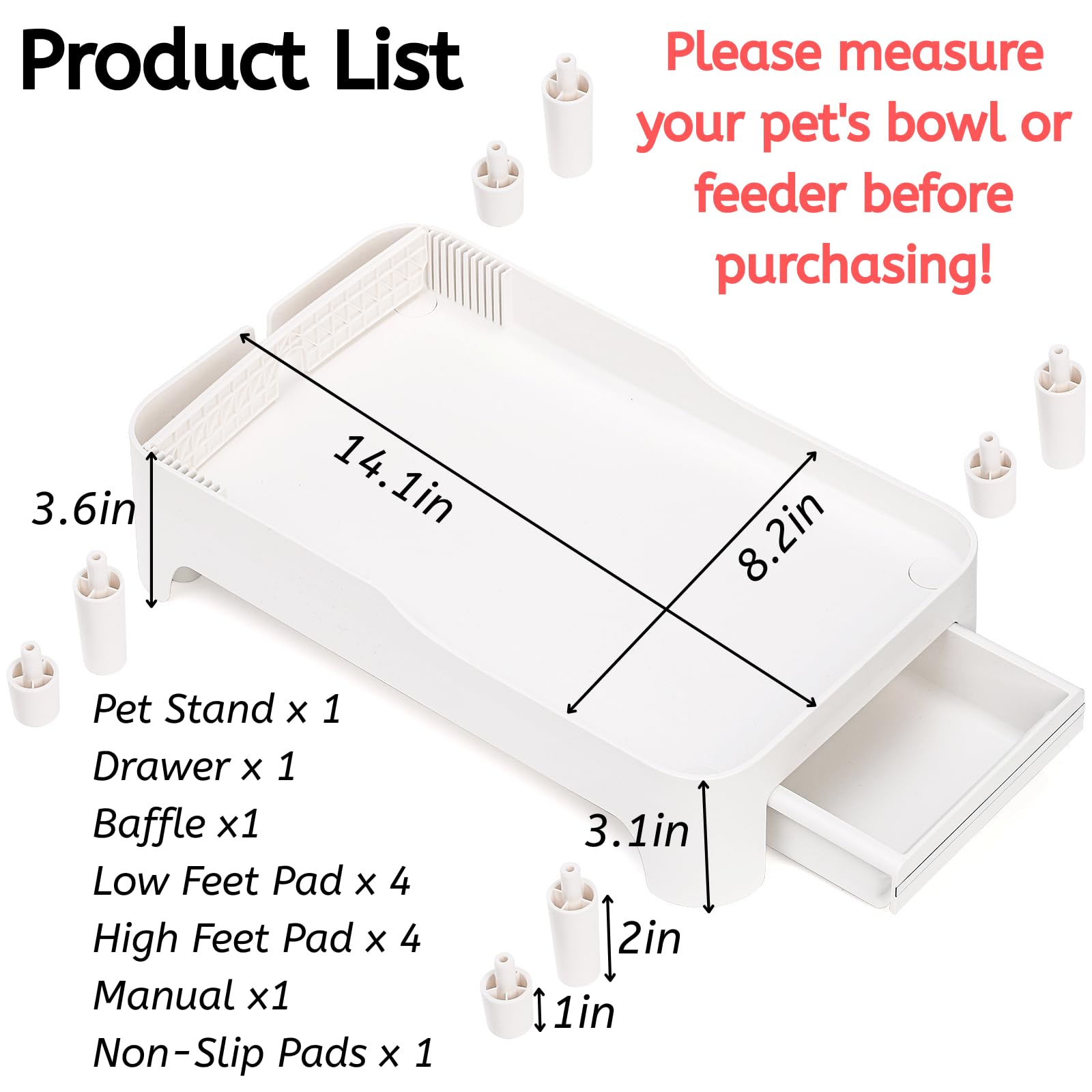 YOUEON Soporte Elevado para comedero de Mascotas para Gatos y Perros, Salud del Cuello, Estante Elevado de Altura Ajustable Adecuado para alimentador automático de Mascotas al 90% y dispensador de