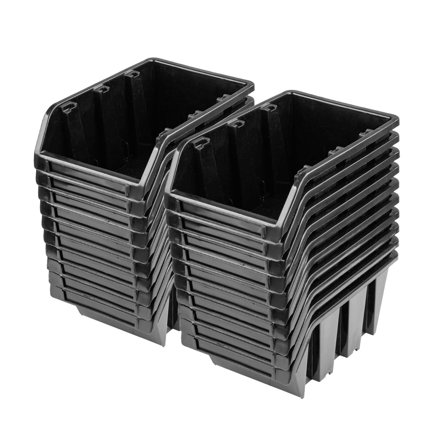 Werkstatt-Stapelkiste, Stapelbox aus PP Kunststoff, Sichtlagerbox in verschiedenen Größen, Lagerboxen für Werkzeugswand, Sichtlagerkasten, Sortierbox (20X Schwarz, 290x200x150mm)