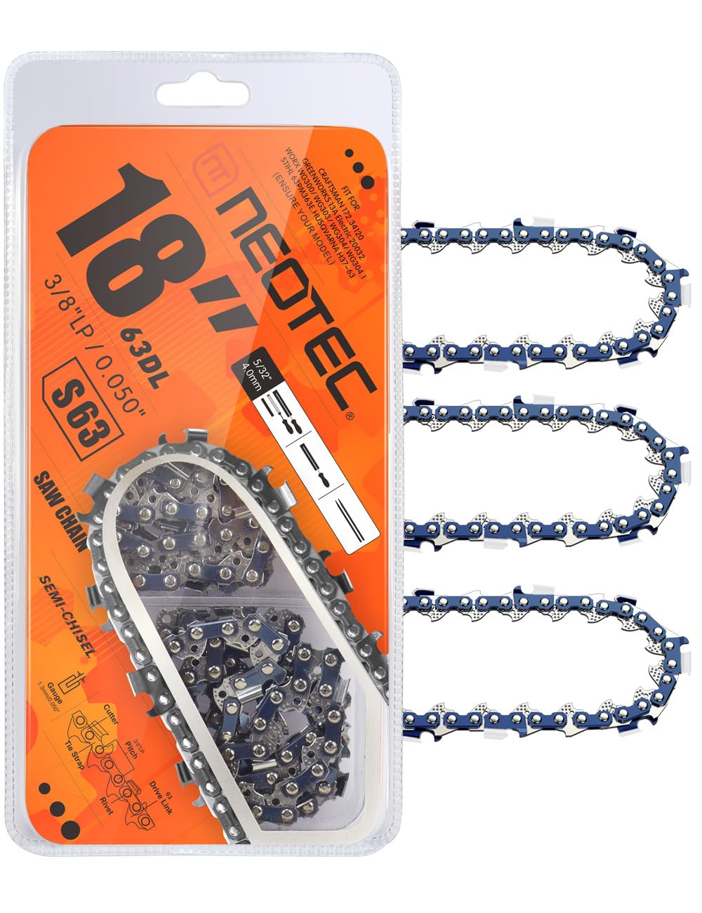 Amazon.com : 18 Inch Chainsaw Chain 3/8