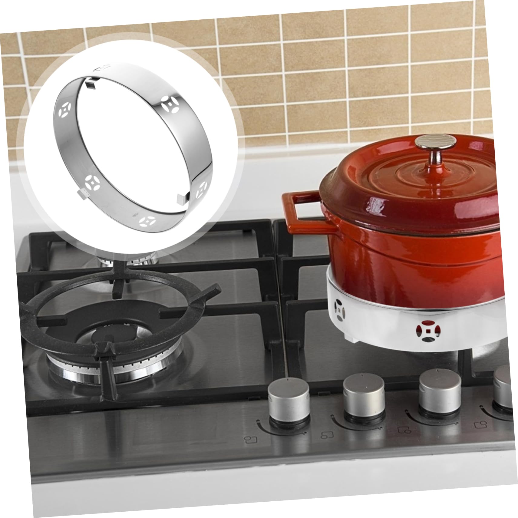 jojofuny 2pezzi Copertura Antivento Per Stufa Gas Inossidabile Supporto Per Pentole Risparmio Energetico e Resistente All Usura Adatta Piani Cottura e Domestiche