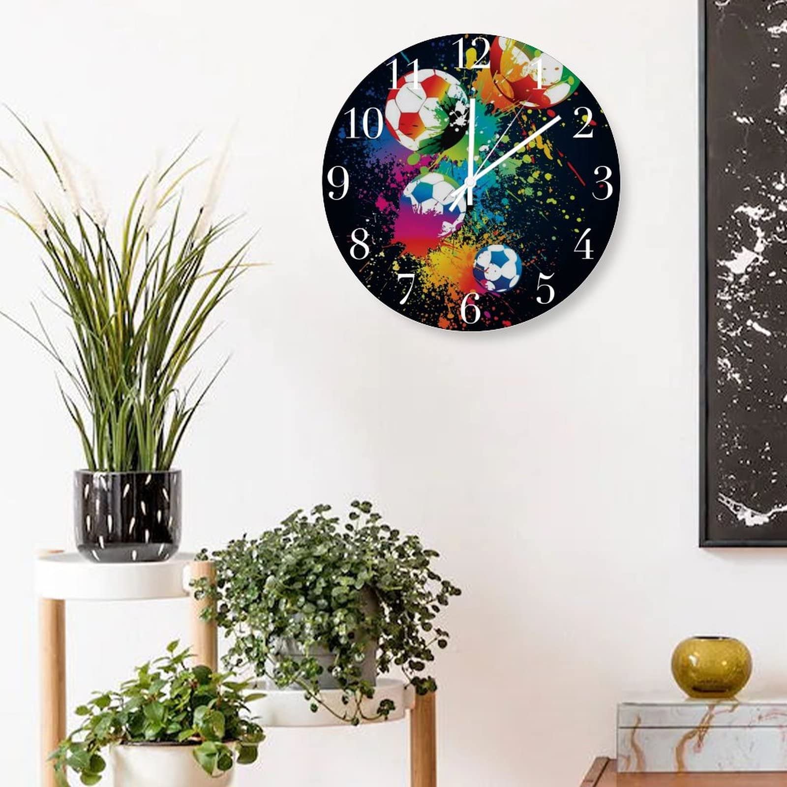 Garneck Vintage Decor Vintage Decor Kinderkamer Decor Sport Wandklok Voetbal Mute Wandklok Decoratieve Stille Klok voor Woonkamer Slaapkamer Kinderkamer Vintage Decor Kinderkamer Decor Retro Decor