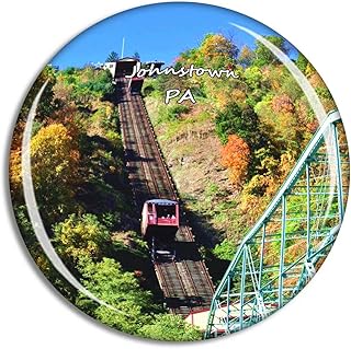 Hongbang Minimalist Classic Johnstown Inclined Plane Pennsylvania USA Travel Souvenir Magnet, 1.97 Inch Crystal & Magnet, 1 Count