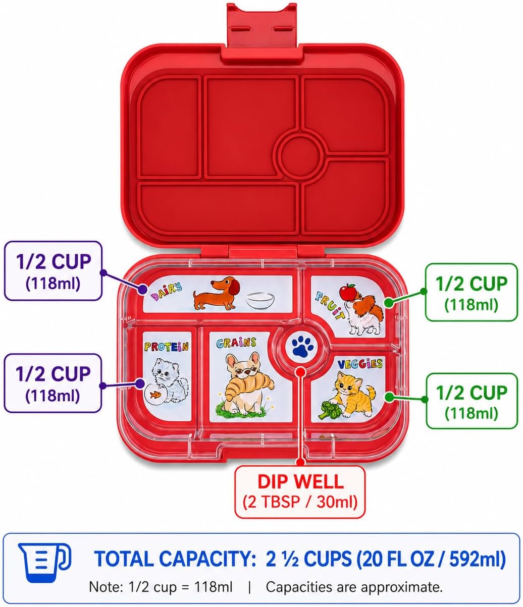 Yumbox Original Leakproof Bento Lunch Box, Wow Red Cats & Dogs image 2
