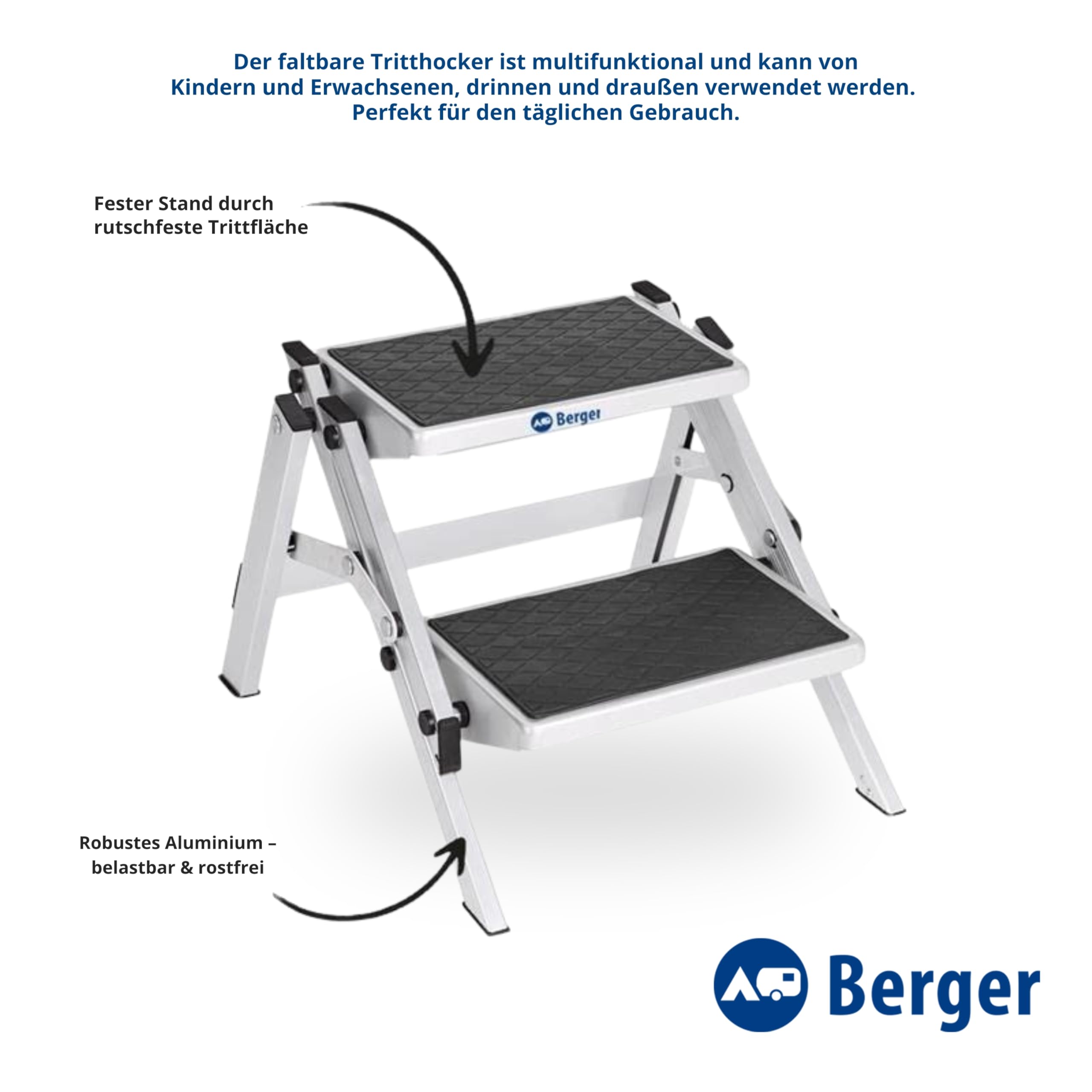 2 Stap Ladder Dubbelzijdige Opvouwbare Step Up Kruk 20 x 33.5 cm Heavy Duty Hop Up Aluminium Platform 150 kg Capaciteit Multifunctionele DIY Indoor Outdoor Gebruik TOUGH MASTER