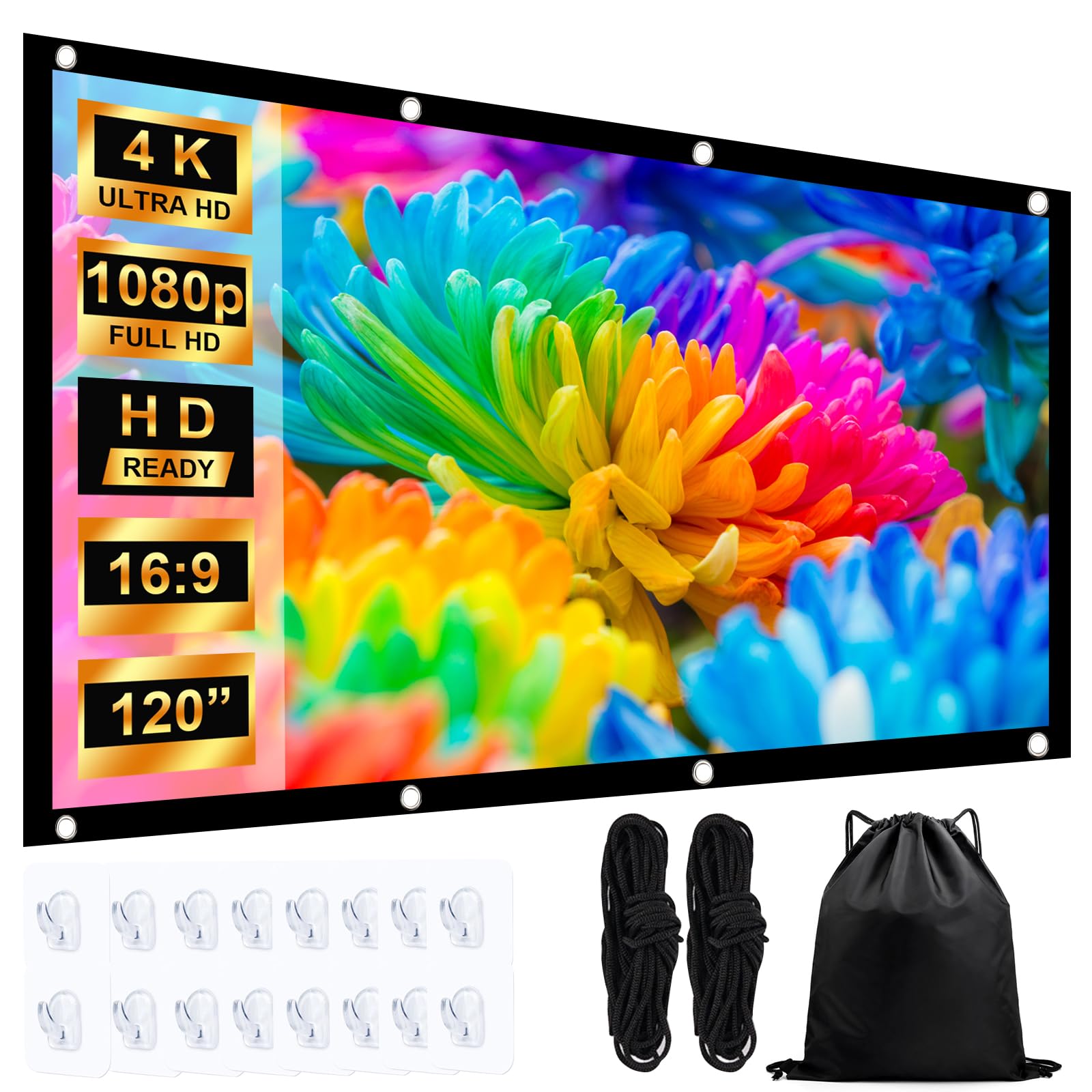 Druuzyl Écran De Projection Portable Pliable Extérieur 120 Pouces