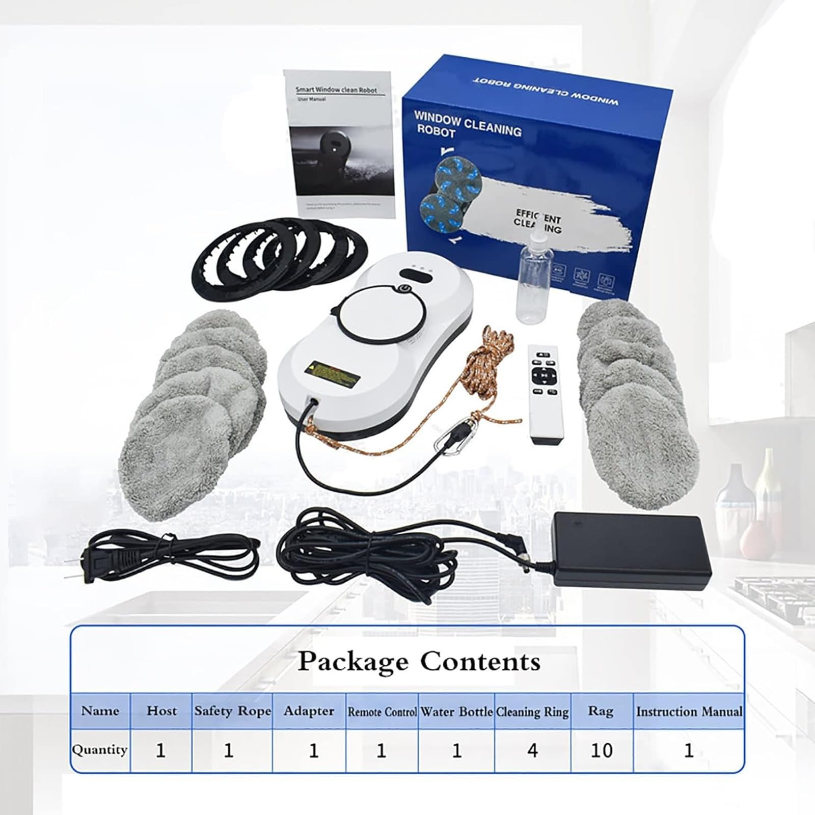 Robot lavavetri, aspirapolvere for finestre, con telecomando, spruzzo d'acqua automatico, limpiacristali for vetri elettrici, telecomando for specchio for finestre interno/esterno