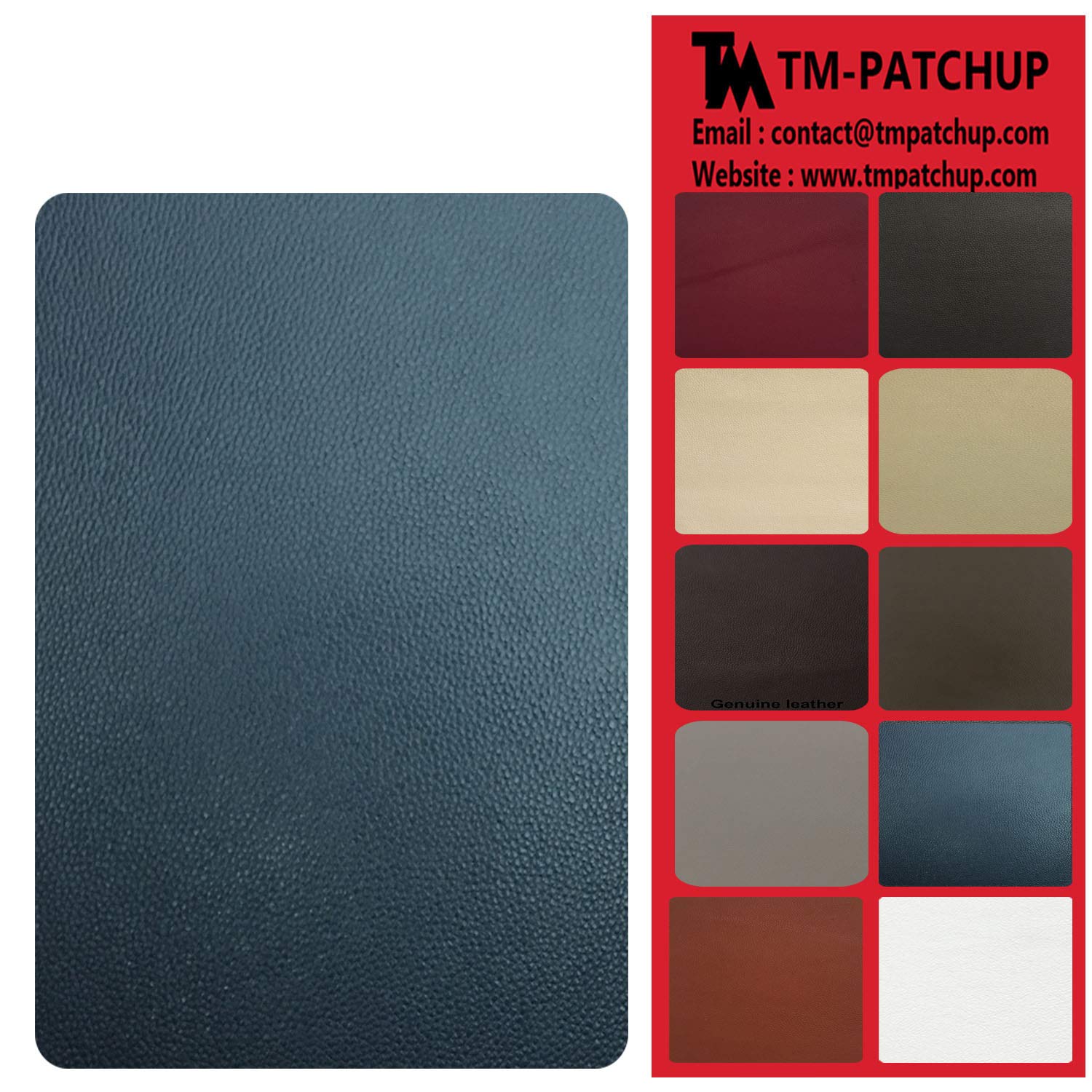 Genuine Leather and Vinyl Repair Patches Kit, Self Adhesive Leather, Multiple Colors and Sizes Available, Navy Blue