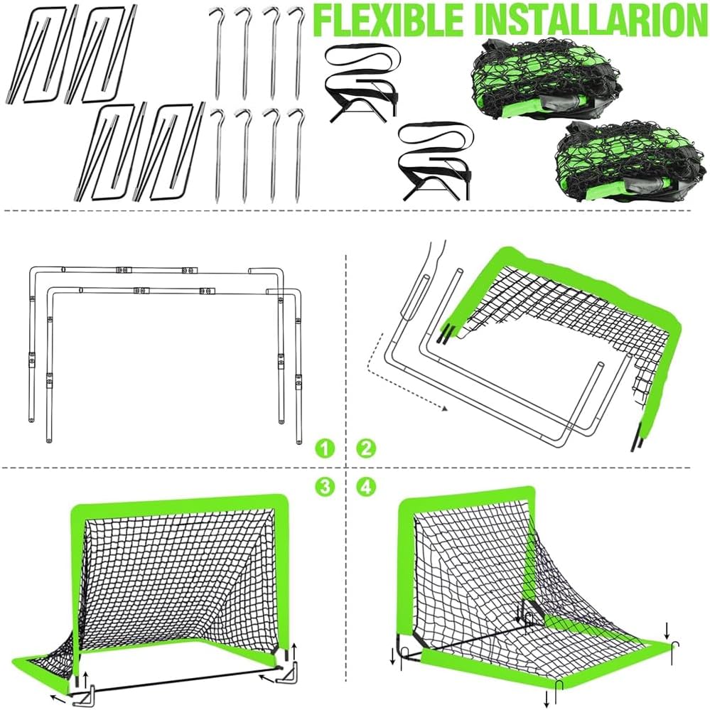 120x90x90cm Foldable Football Goals for Kids Portable Pop Up Goal Posts Mini Garden Soccer Target Net