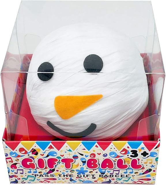 CUQOO Pass the Parcel Snowman or Sprout Christmas Game, Novelty Family Xmas Party Game, Including 8 Novelty Prizes and Gifts (Snowman x 1)