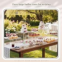 Vista 4 de Leinuosen Juego de 7 elevadores de buffet extra grandes de 8 a 14 pulgadas, caja de exhibición de acrílico cuadrada, elevador de mesa de postres