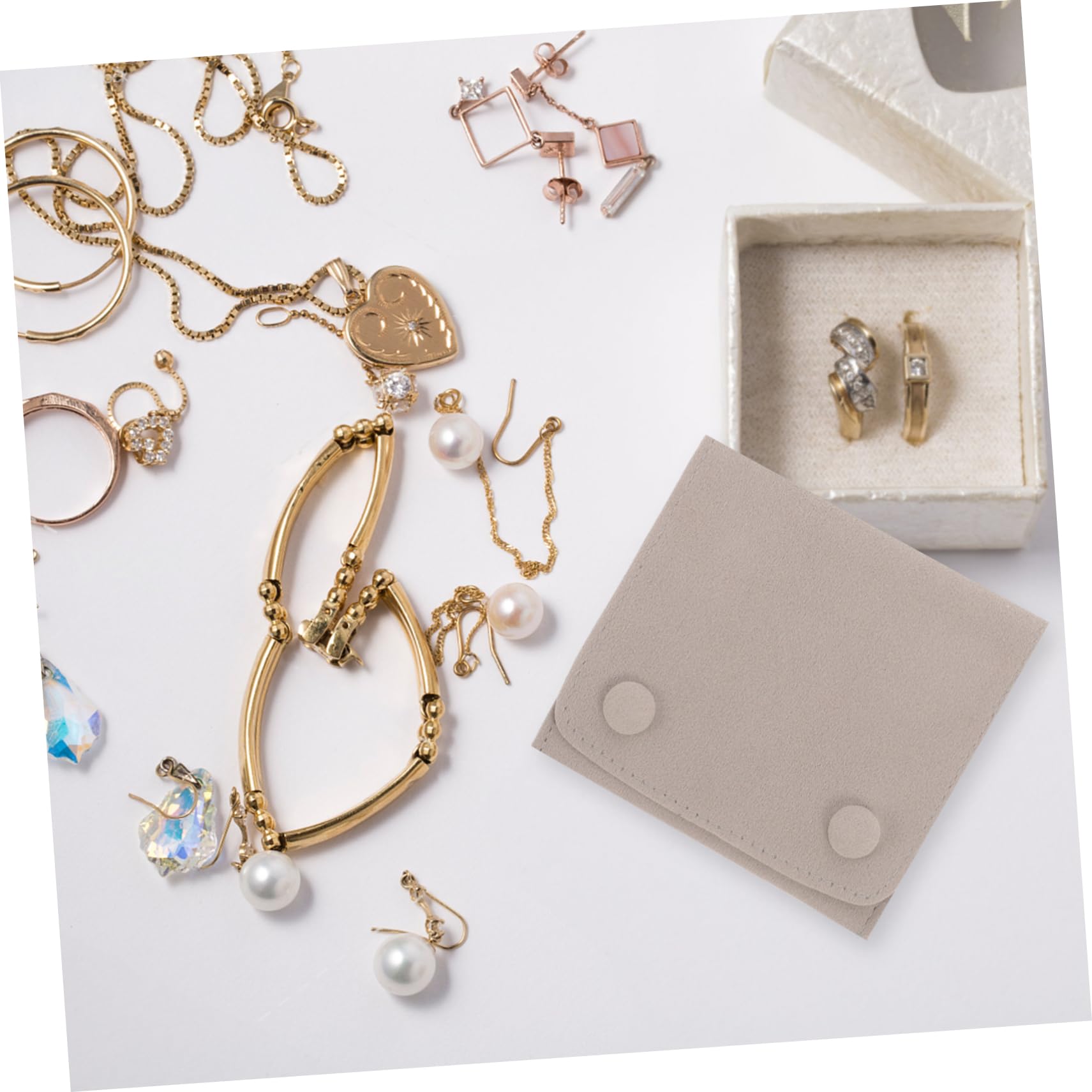 LIFKOME Jewelry Pouch Small Bag Snap Button Jewelry Storage Pouch for Necklace Earrings Elegant Design for Weddings Birthdays and Daily Use Versatile Soft Organizer for Small Items