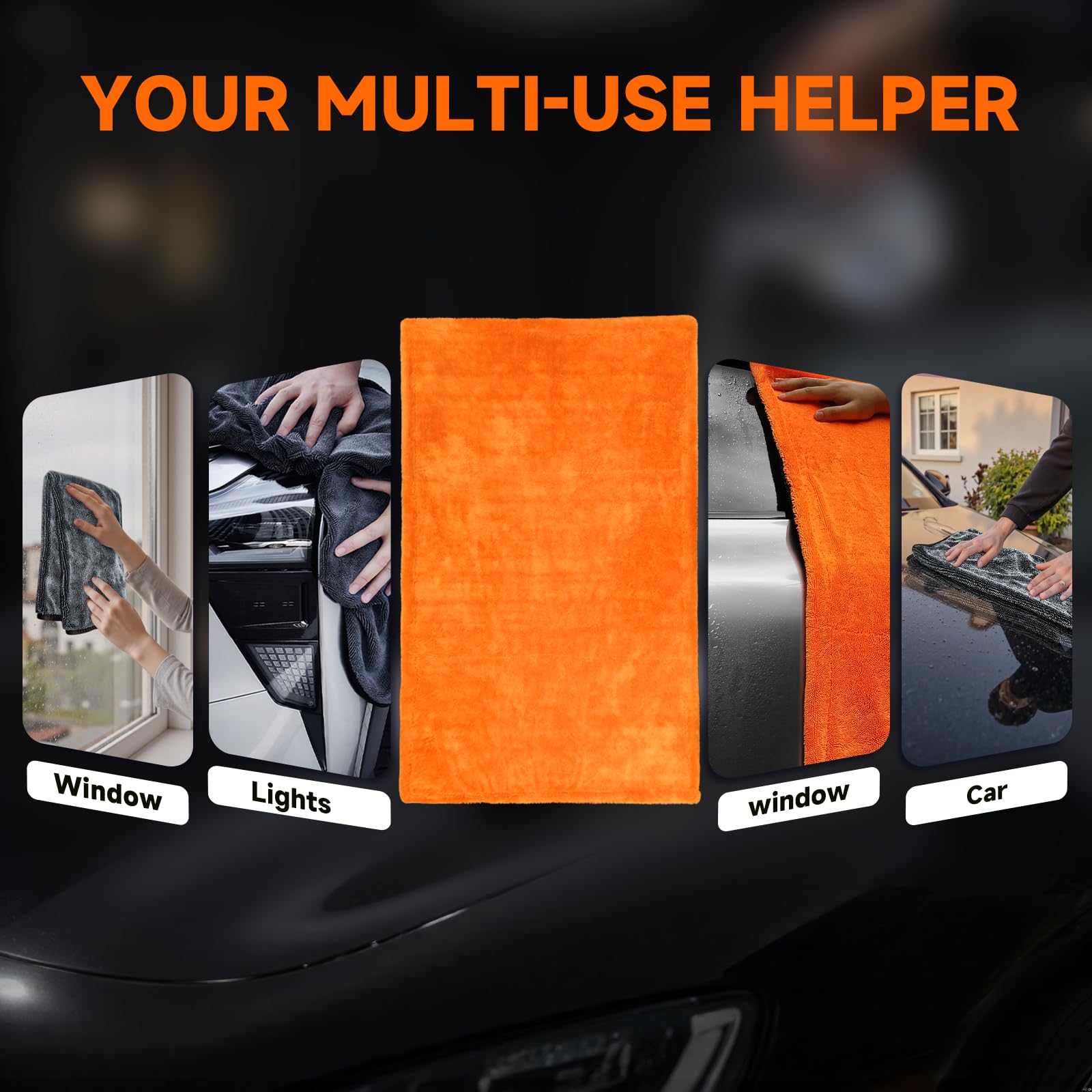 Panno Microfibra Auto XXL (90x60 cm) - 1400 GSM Microfibra Ultra Assorbente a Doppia Faccia, per un'Asciugatura Rapida e Senza Striature. Perfetto per Auto, Moto, Barche e Detailing Veicoli