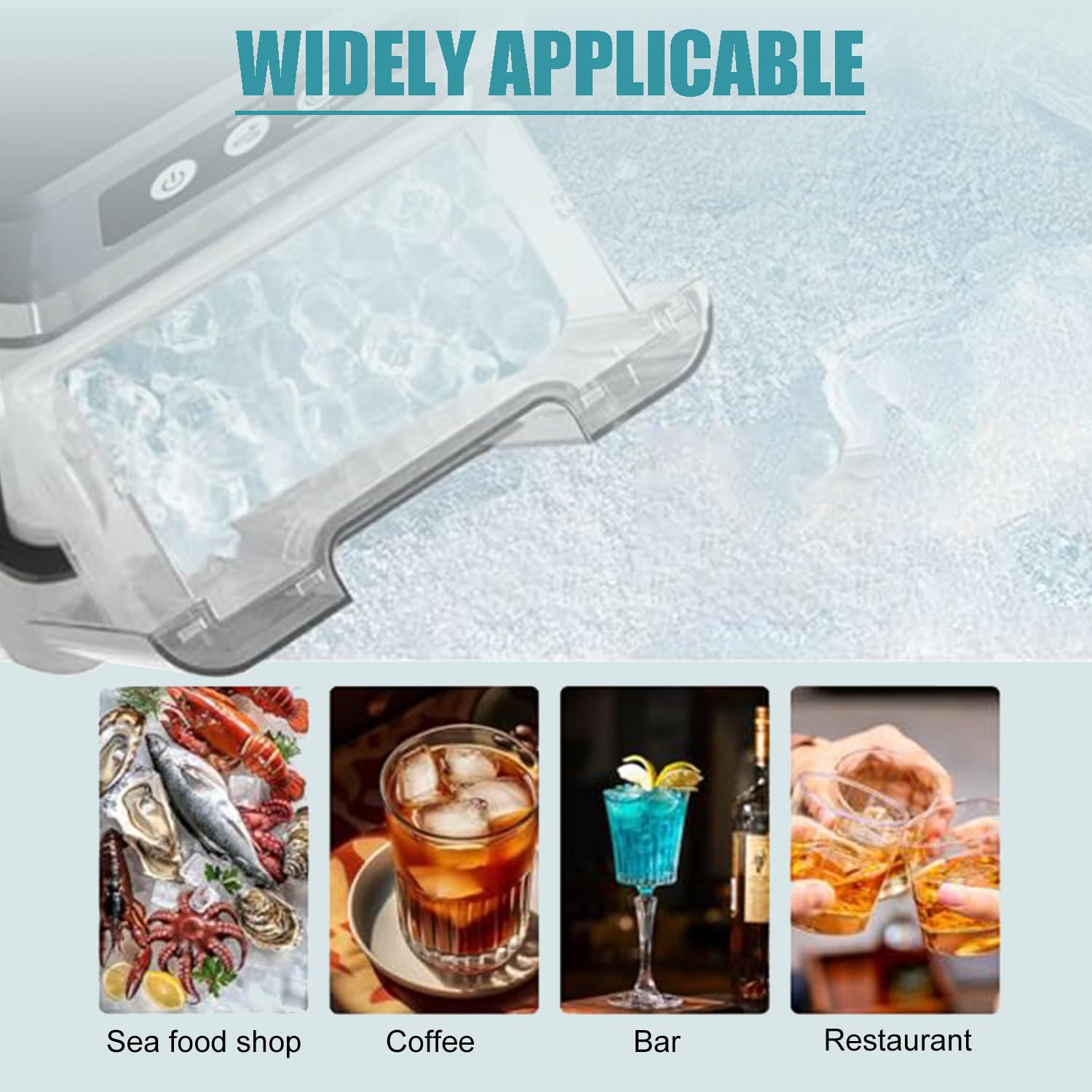 Ice Maker - Serbatoio rimovibile, serbatoio dell'acqua integrato, autopulente, ultra silenzioso per cucine, uffici, bar, piccoli caffè