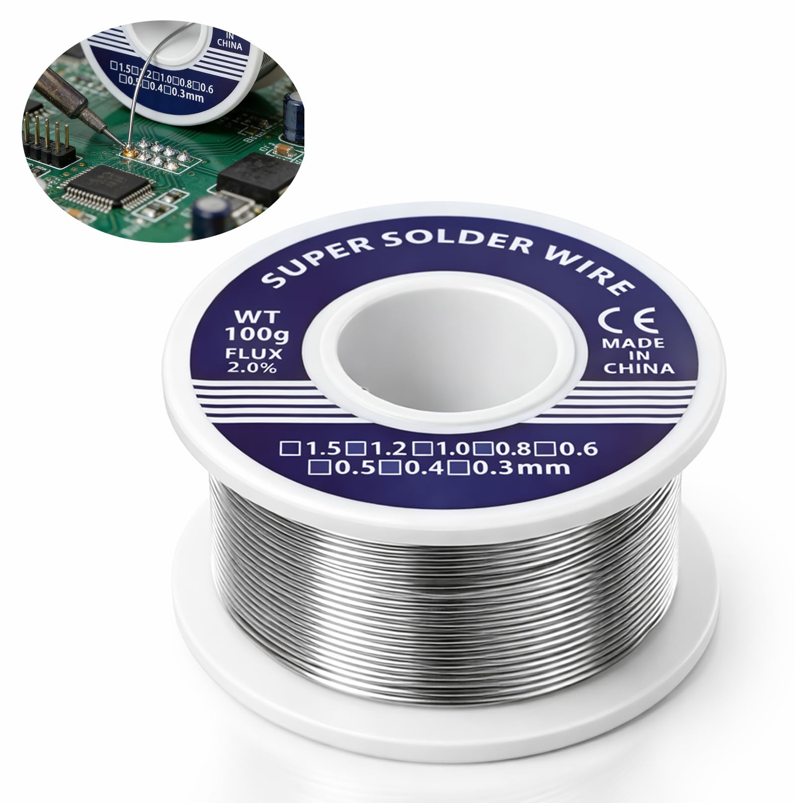 1 pezzo stagno per saldare con flussante, filo di saldatura per lavori elettronici e domestici, bagnatura pulita per giunzioni stabili, per riparazione, fai-da-te, modellismo e collegamenti cavi