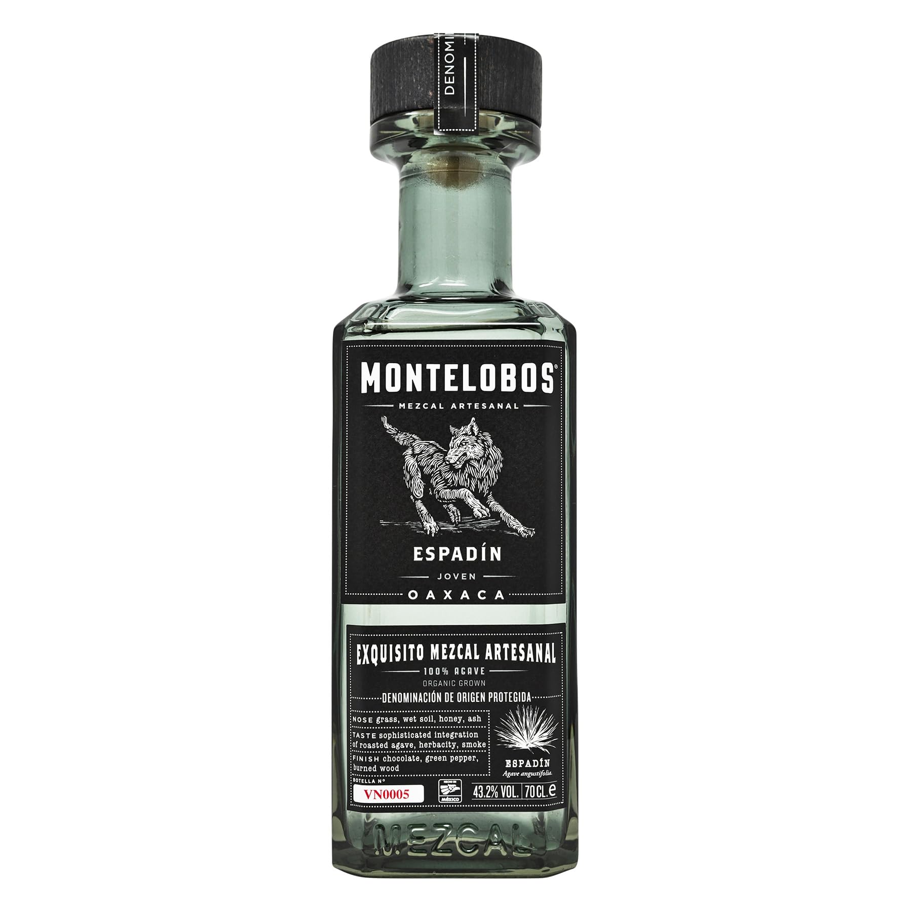 Montelobos Espadin Mezcal | 100% aus Agave Espadín | rauchig, pflanzliche Noten | 1x 0,7 l 43,2% vol