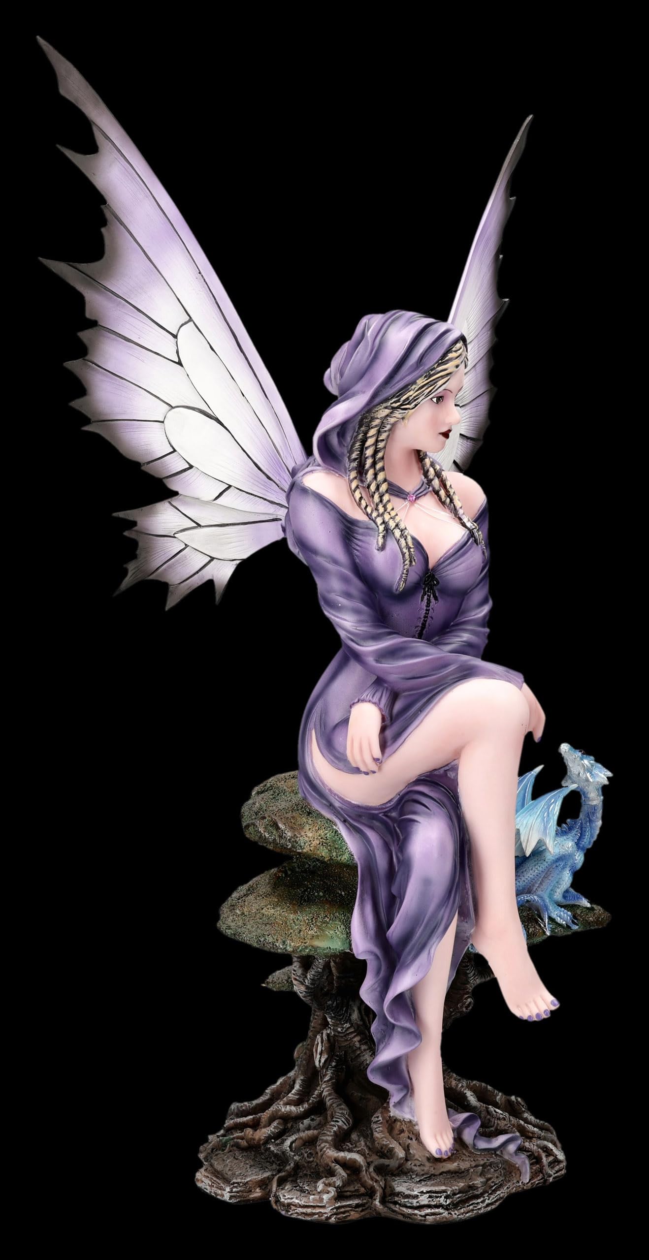 Figuren Shop GmbH Figura de elfo Neriel, guardiana de la luz de la luna, decoración de fantasía pintada a mano (54 cm), colección Tales of Aurelion, idea de regalo para los fanáticos de la luna y del