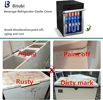 Bitubi Upright Freezers Cover,Outdoor Beverage Refrigerator Cover,– Waterproof, Dustproof, Sun-Proof, 20" W x 20" D x 33" H. Suitable for most 3.2 Cu.ft Beer or Wine Mini Fridge (Black)