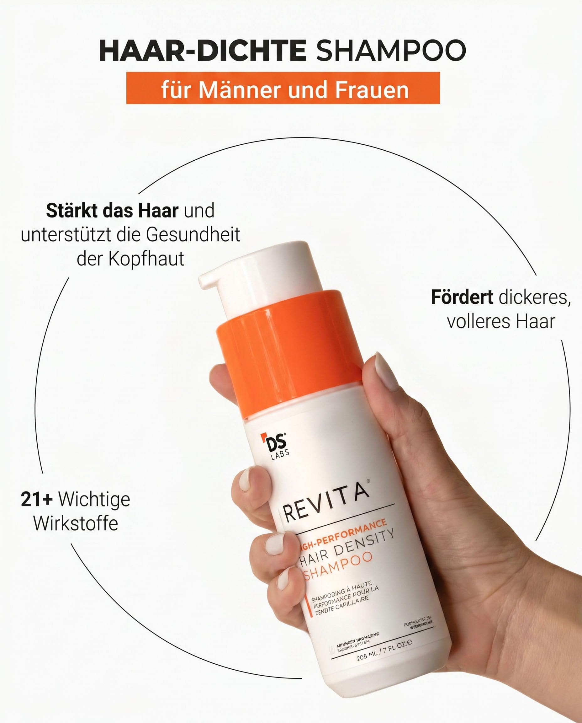 Revita Shampoo – Erfrischende Kopfhautreinigung für sichtbar volleres, volumisiertes Haar, leichte Feuchtigkeitspflege, ohne Sulfate & Silikone, farbschonend, 205 ml
