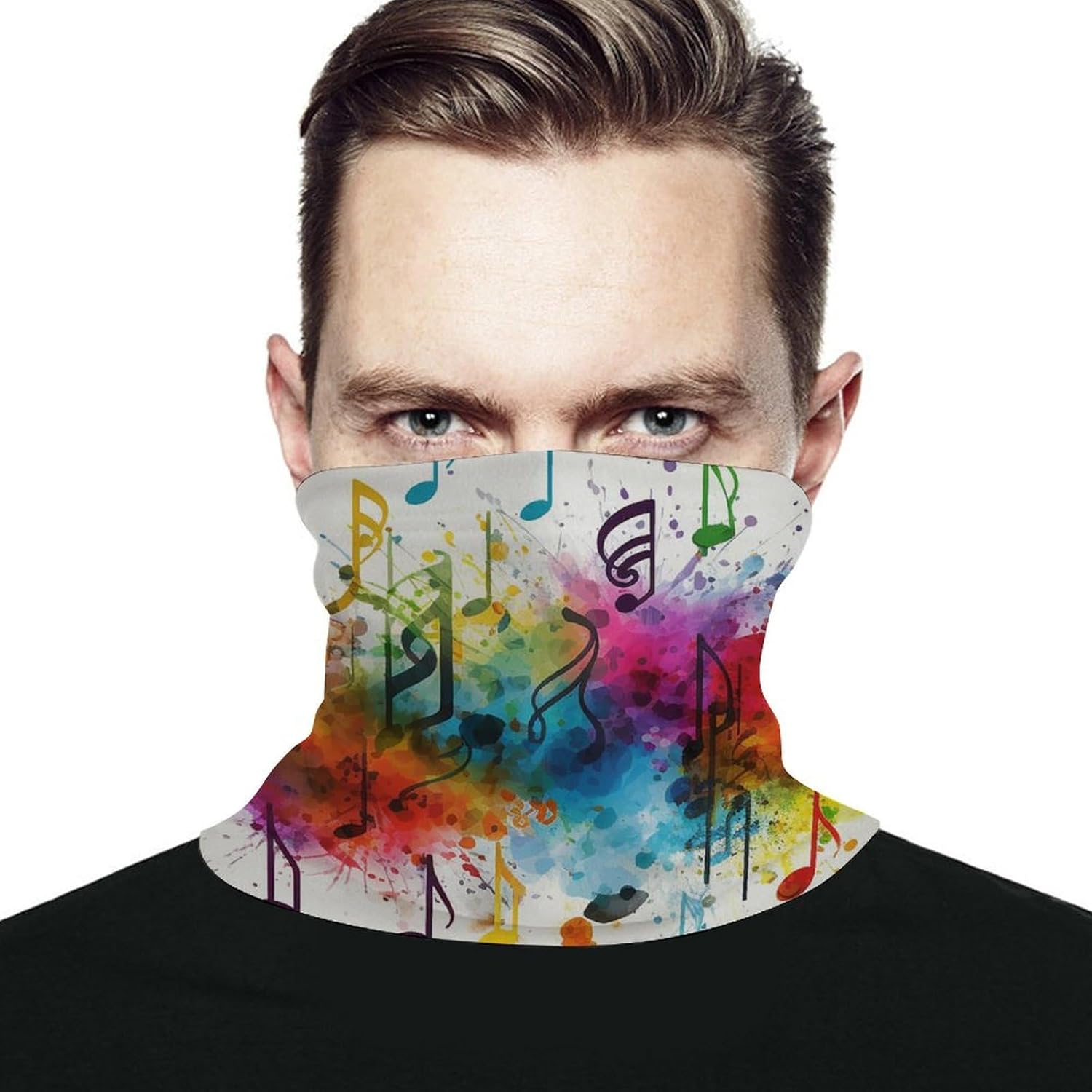 Neck Gaiter Face Mask,Colorful Music Printed Sun Cooling Cover Head,Breathable,Versatile,Quick Dry Face Mask