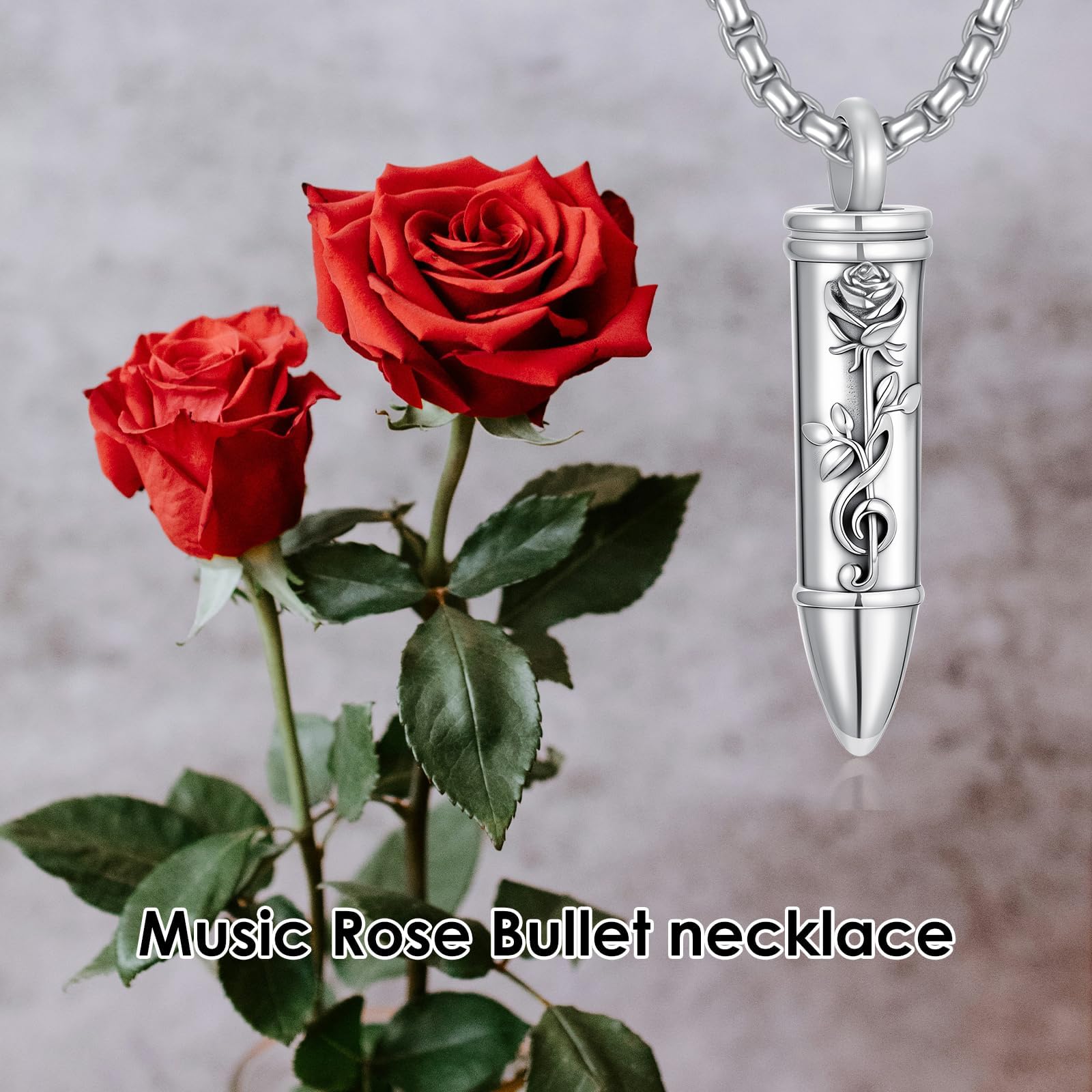 ROMANTICWORK Collana con urna a forma di proiettile, in argento Sterling 925, con ciondolo a forma di aquila, lupo, musica, scorpione, per anniversari, compleanni, regali di Natale, uomini e donne