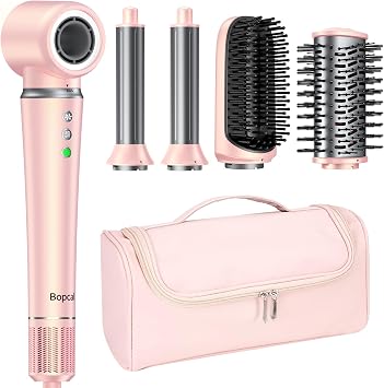 Bopcal 5 in 1 Airstyler, Multifunktionaler Hairstyler Set mit 160000 U/Min Ionen Föhn, Auto-Wrap Lockenstab,Glätteisen, Keine Hitzeschäden, Schnelles Trocknen & Volumen, Muttertagsgeschenk für Frauen