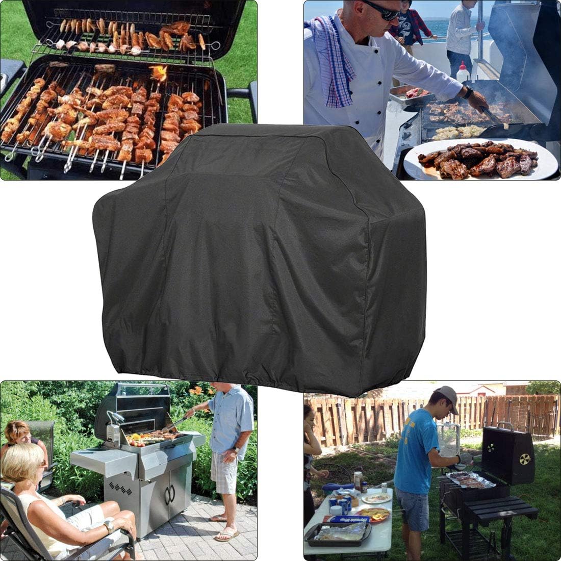 JUEQIGJ Grillabdeckung 52 Zoll – Wasserdicht, UV-beständig, Mit Klettbändern & Kordelzug
