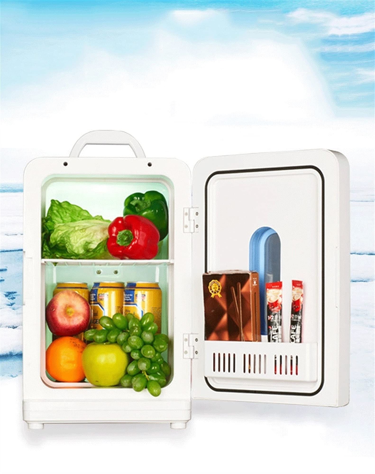 Mini refrigerador para coche de 20 litros con conservación del calor, ideal para coches pequeños y hogares. Enchufe de 12 V (color: dorado, tamaño: 12 V, 110 V y 220 V).