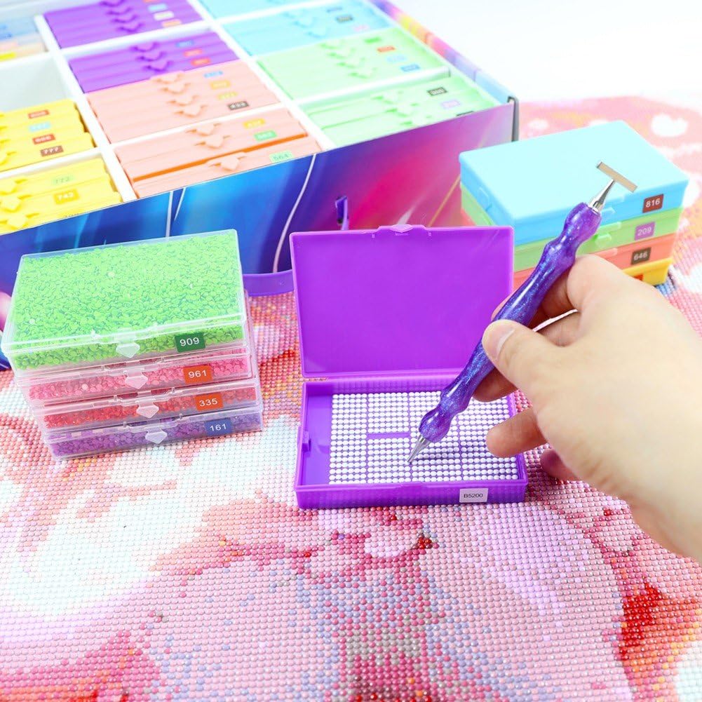 Juego De Bandejas De Almacenamiento para Pintura De Diamantes, Contenedores De Almacenamiento De Arte De Diamantes, Organizador De Pintura Apilable para Cuentas De Arte 5d.