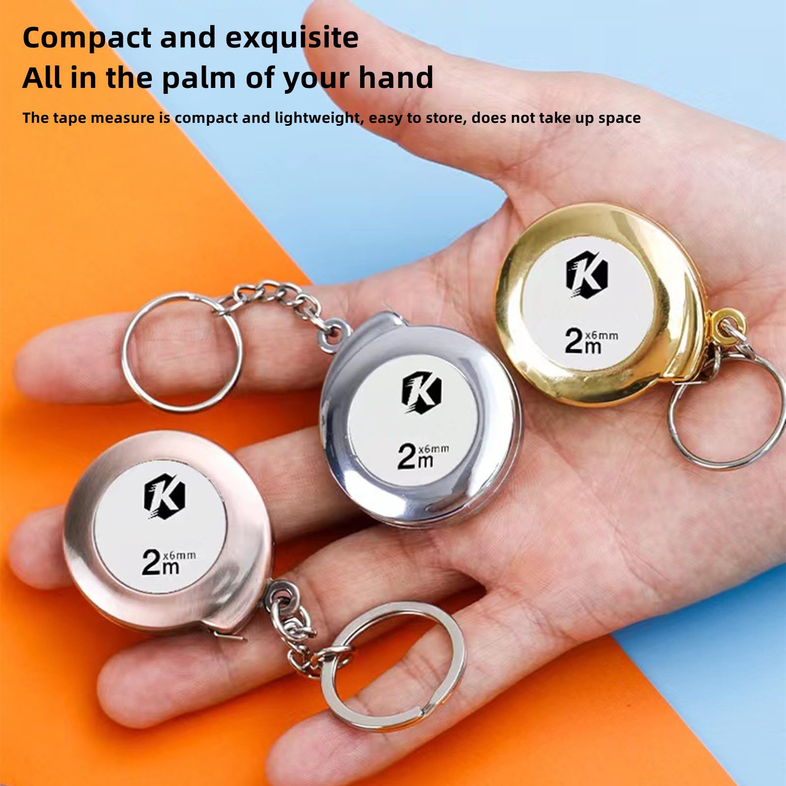 2M Tape Measure Keychain Mini Steel Retractable Tape Measure Keychain Portable Keyring Pull Ruler Measuring Tape (Silver) - Image 2