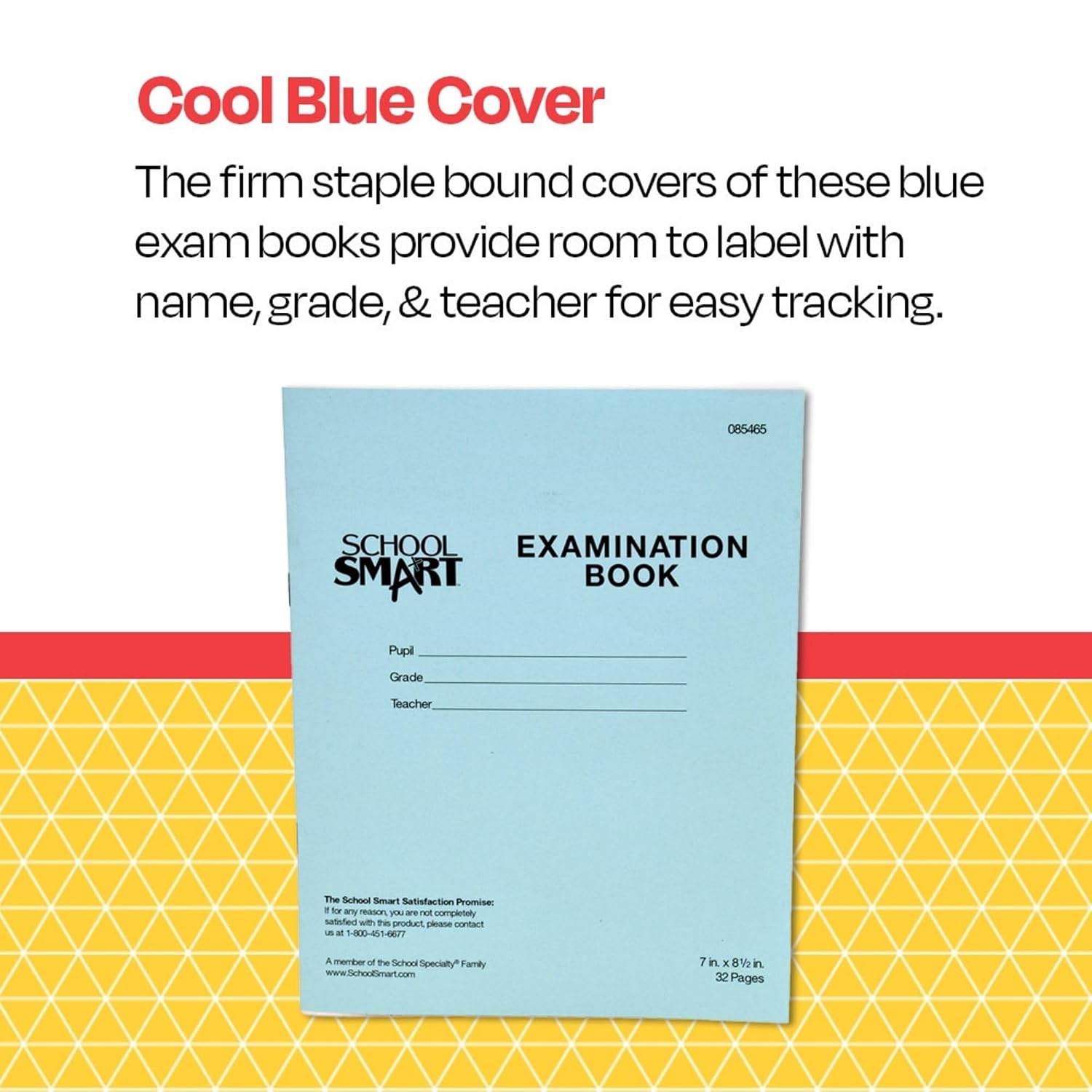School Smart BOOK EXAM BLUE 7X8.5 16 SHTS PK OF 50