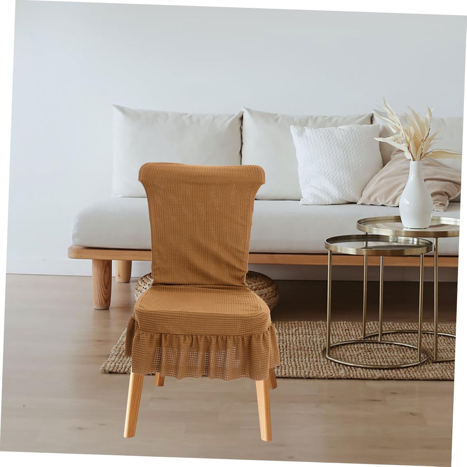 6pcs Plaid Chair Covers Elastic Dining Chair Protector Washable for Dining Room Easy to Install Material Light