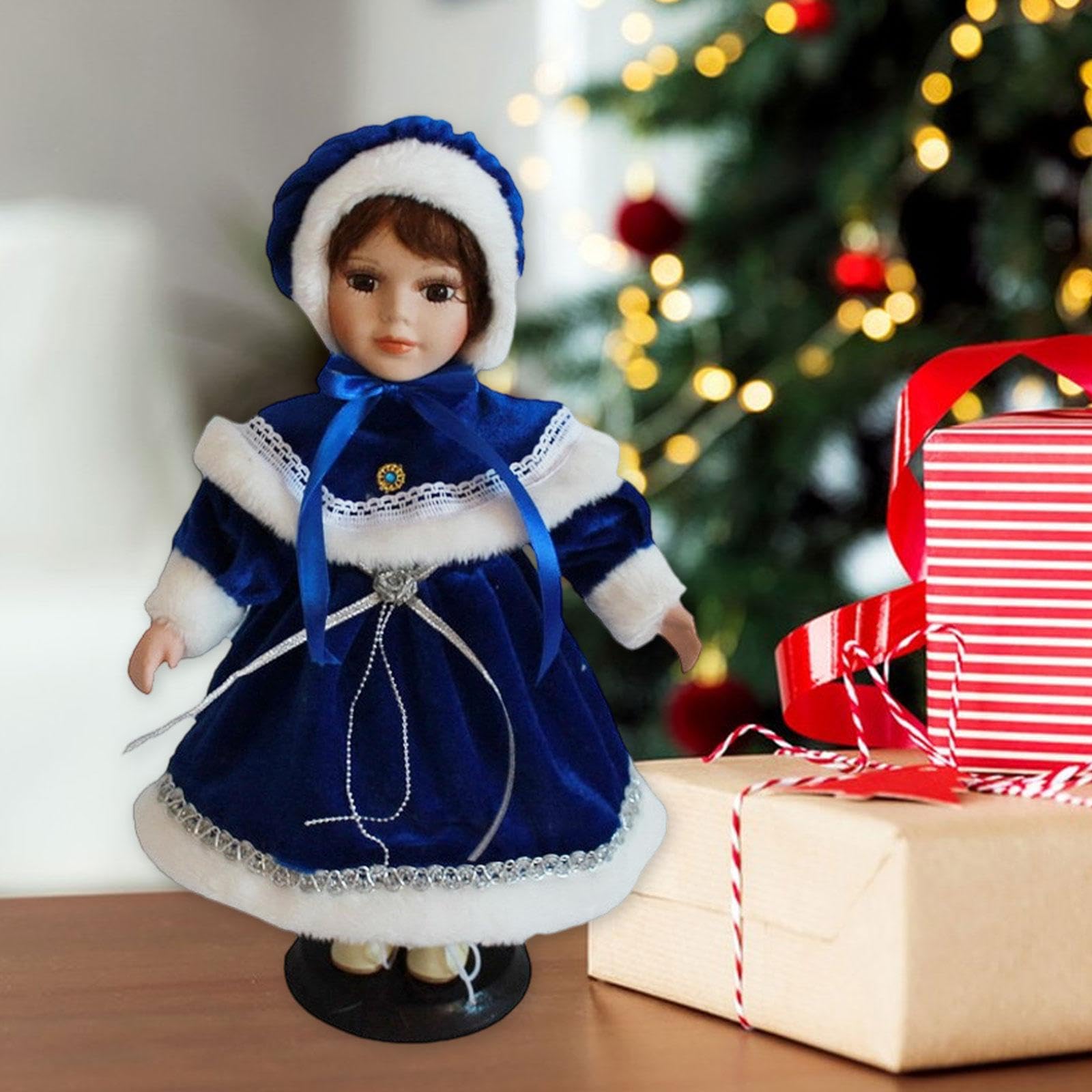 Simhoa 12 inch Elegant Porcelain Doll in Blue Dress, Victorian Display Figure, Beautiful Ceramic Standing Doll for Home Decor, Christmas Birthday Gifts for Kids Women : Toys & Games