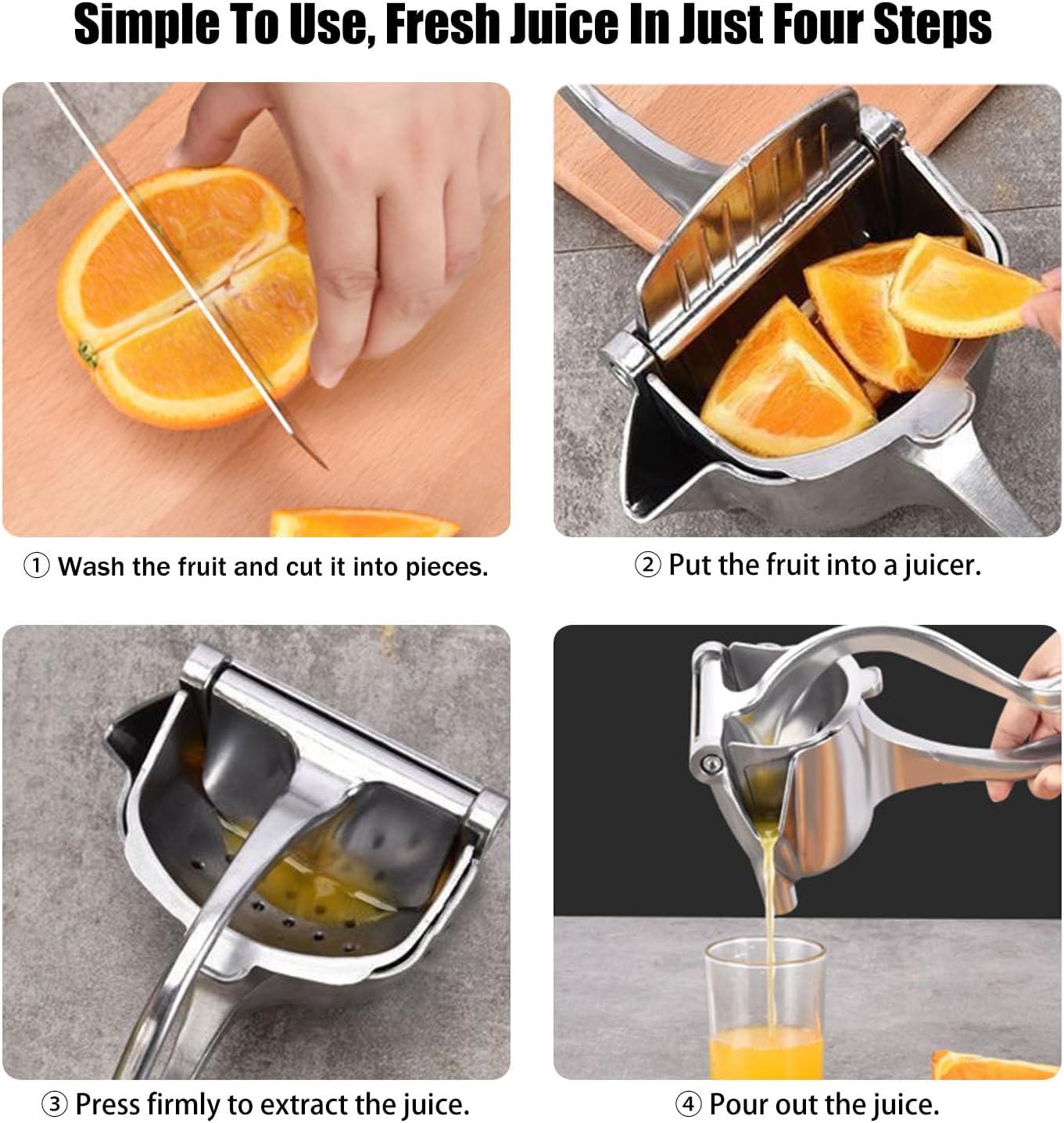 Heavy Duty Manual Fruit Juicer Press, Large Capacity Cast Iron Juicer Hand Press Citrus Squeezer for Home Kitchen Use - Portable Detachable Easy to Clean