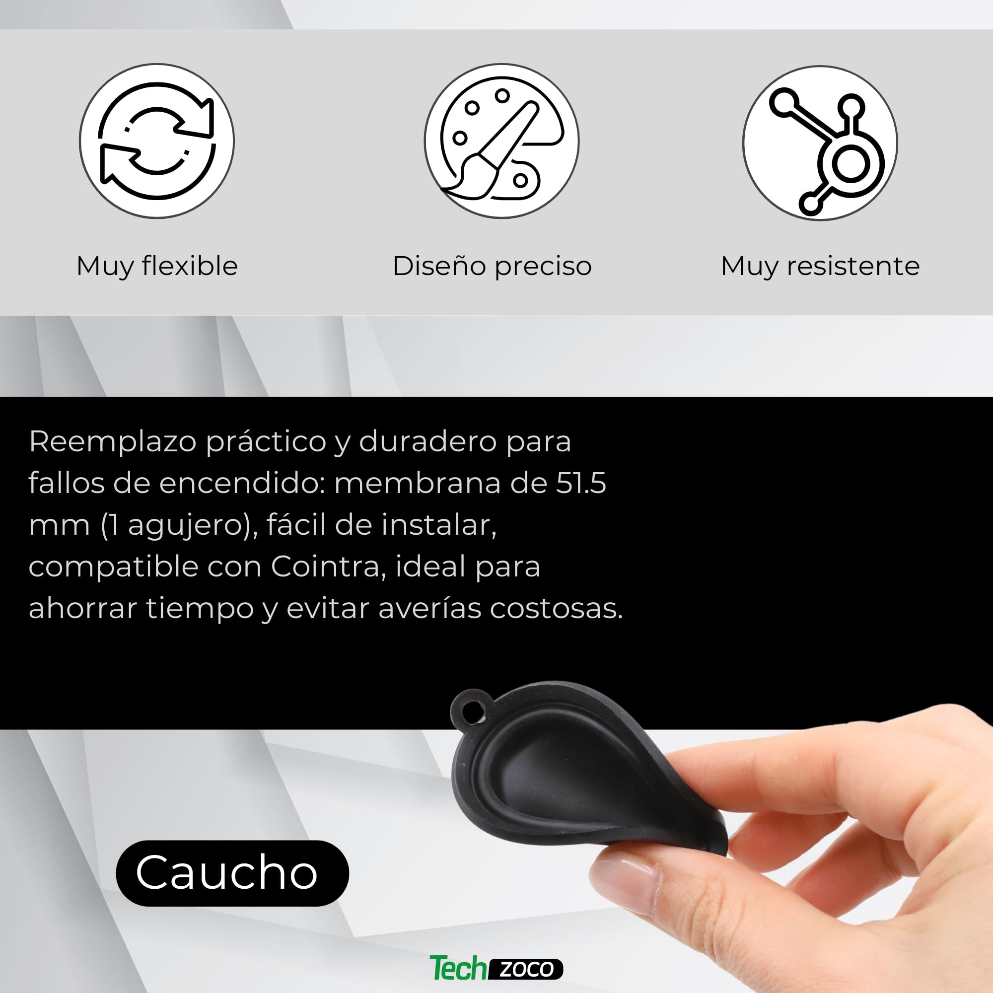 CHEFZOCO Membrana Calentador de Agua, Membrana Calentador de Gas, Código original: 398C0220, Diámetro 54 mm, 1 Agujero, Compatible con Cointra EB10, COB10, CPA 11 BUTANO