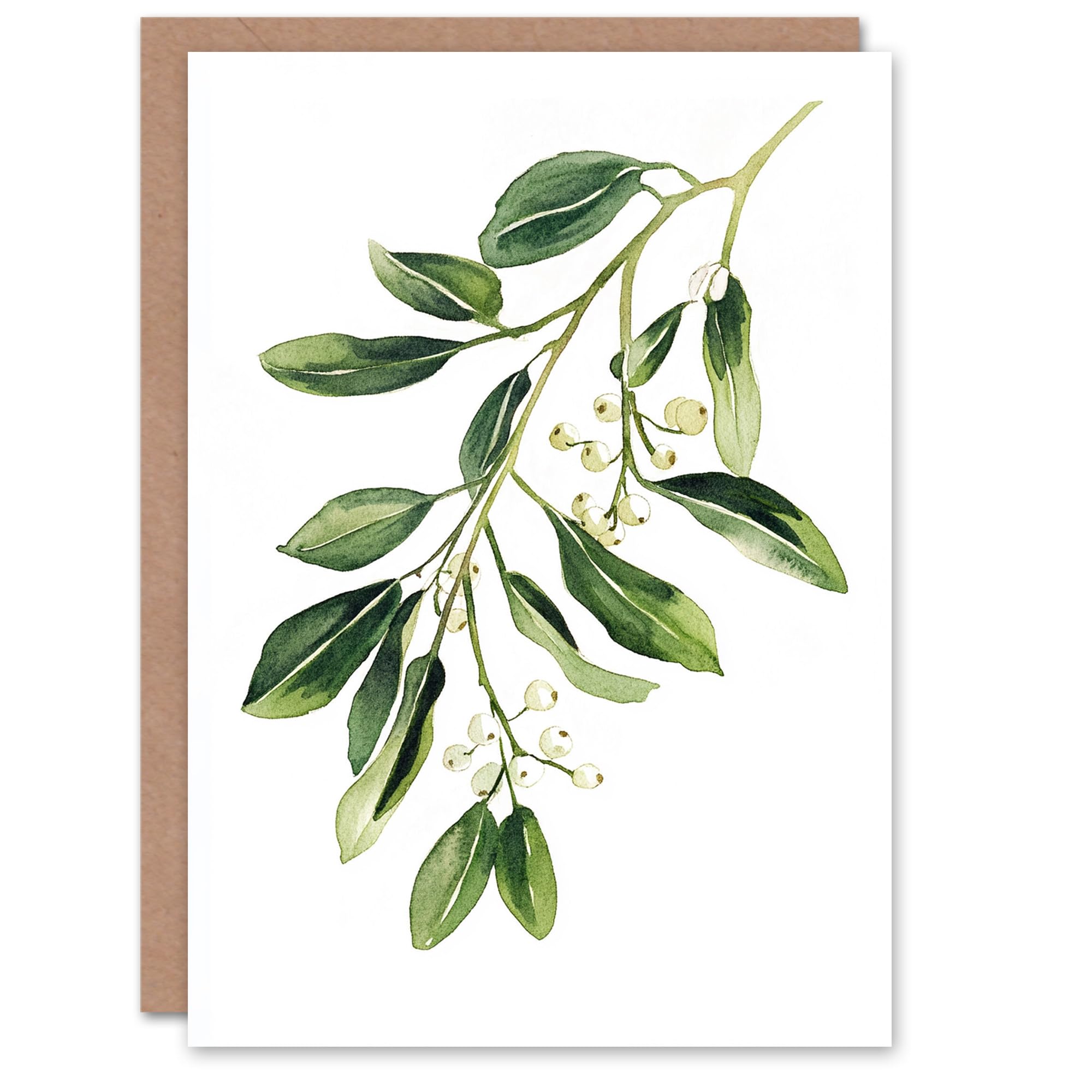 Artery8 Mistletoe Branch Soft Bright Blank For Him Or Her Art Xmas Festive Christmas Card
