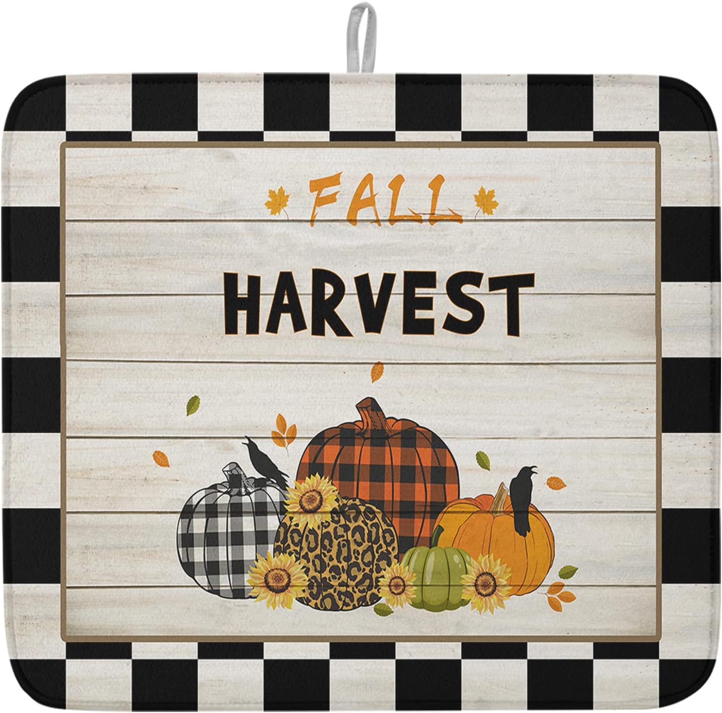 Dish Drying Mat Thanksgiving Fall Harvest Absorbent