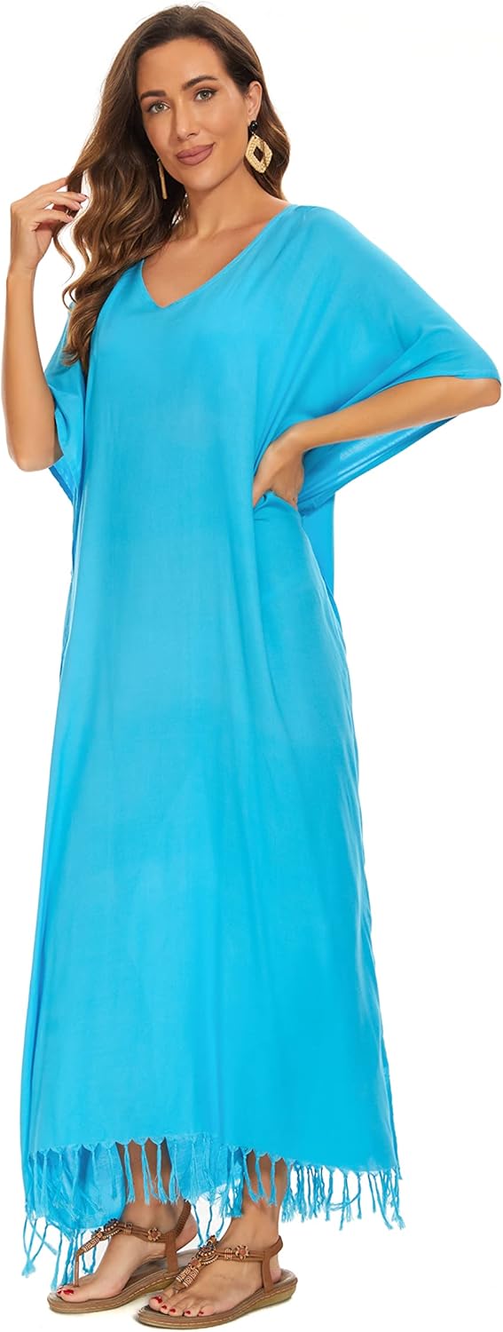 Beautybatik Women Solid Caftan Kaftan Loungewear Maxi Plus Size Long Loose Dress XL to 4X
